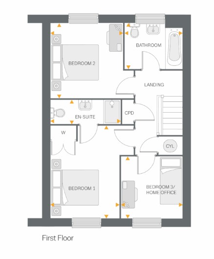 Floorplan, 3 bedroom semi detached house for sale, Plot 7 (THE WINSTER), Coventry, CV4