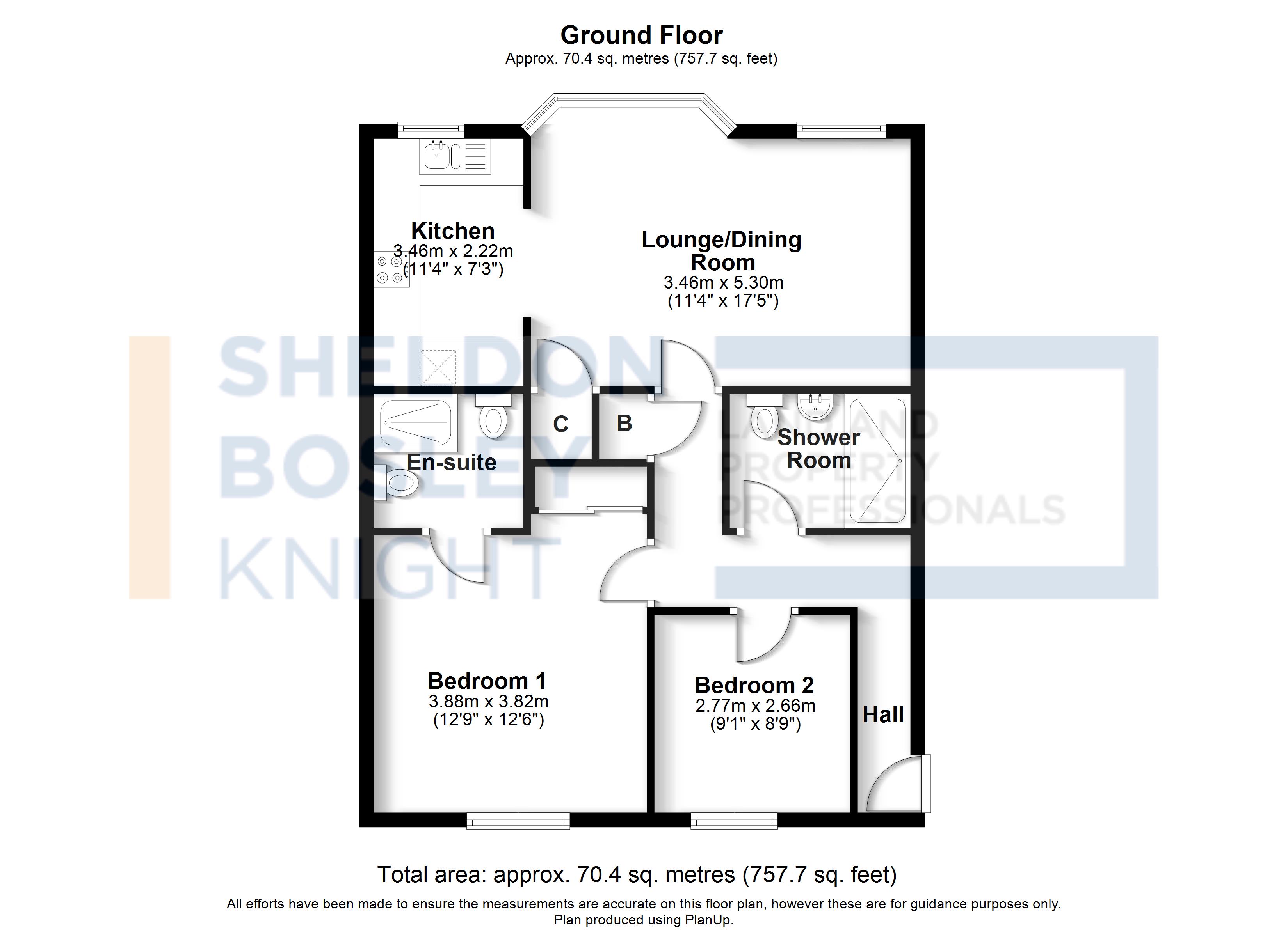 Floorplan, 2 bedroom flat for sale, Bread and Meat Close, Warwick, CV34
