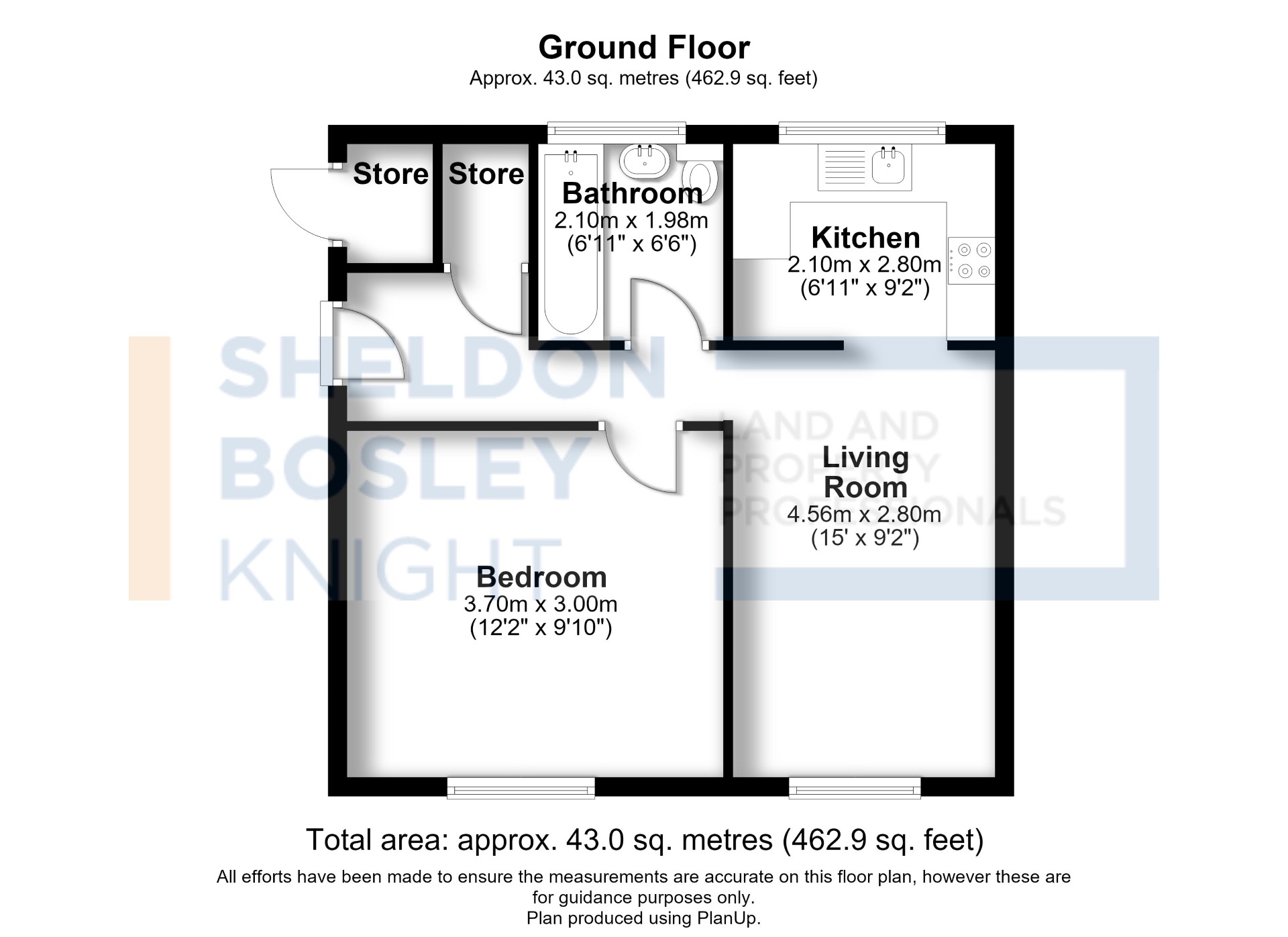 Floorplan, 1 bedroom flat for sale, Westmorland Road, Coventry, CV2