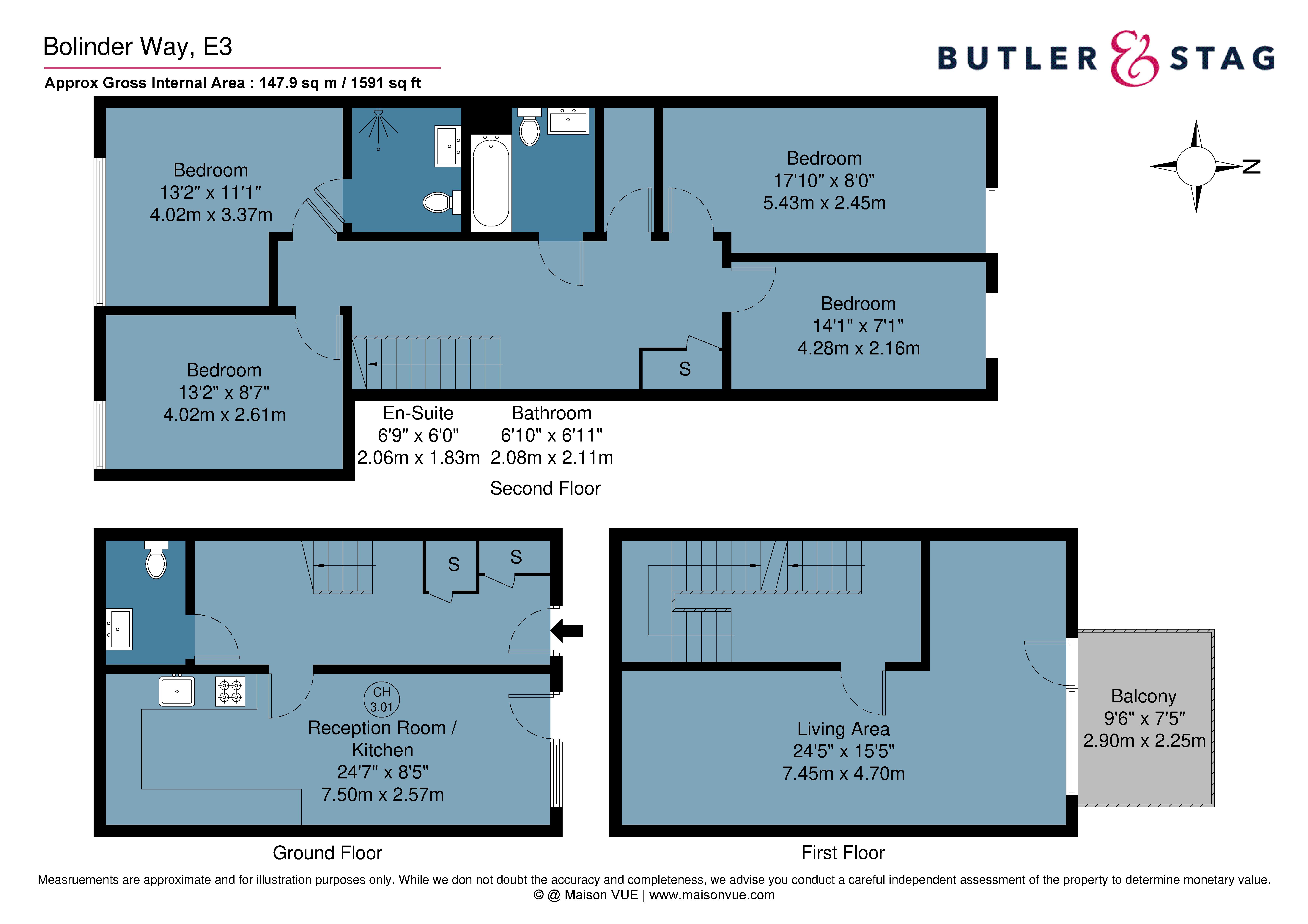 Floor plan, 4 bedroom maisonette for sale, Bolinder Way, London, E3