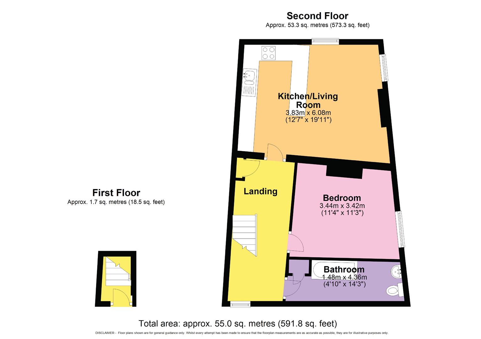 Floorplan, 1 bedroom flat for sale, Corders Lane, Moreton-In-Marsh, GL56