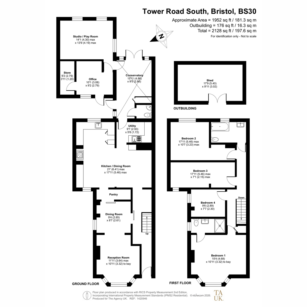 Floor plan, 4 bedroom for sale, Tower Road South, Bristol, BS30