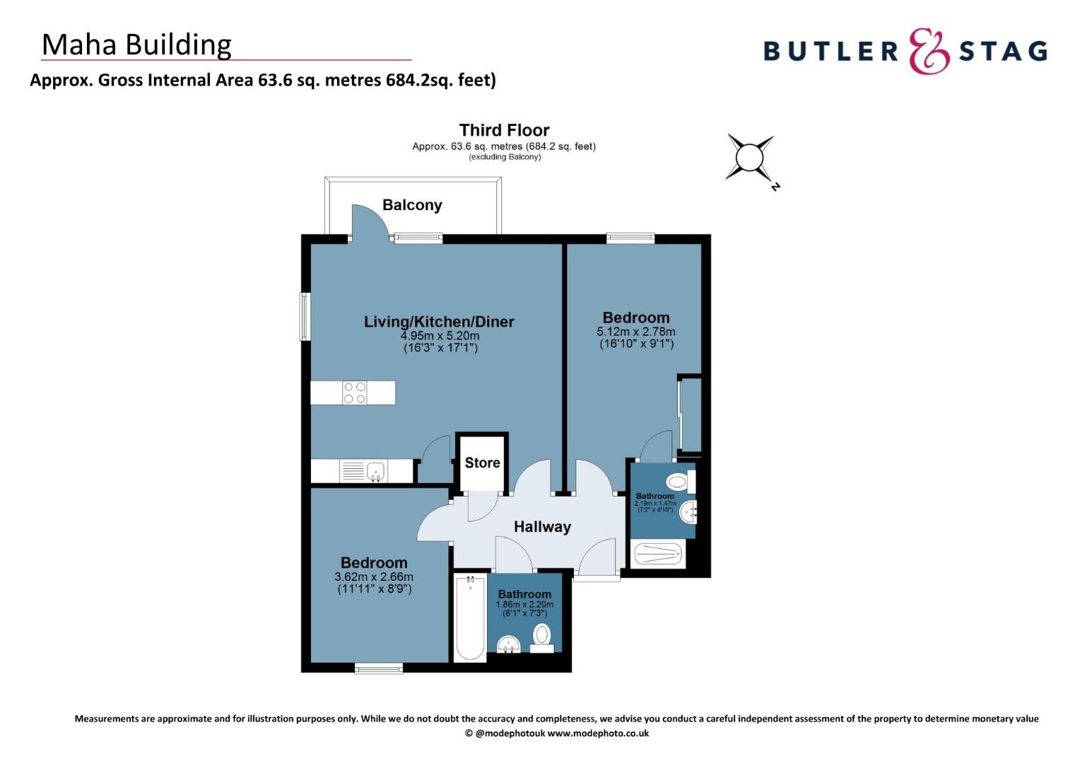 Floor plan, 2 bedroom apartment for sale, Maha Building Merchant Street, London, E3