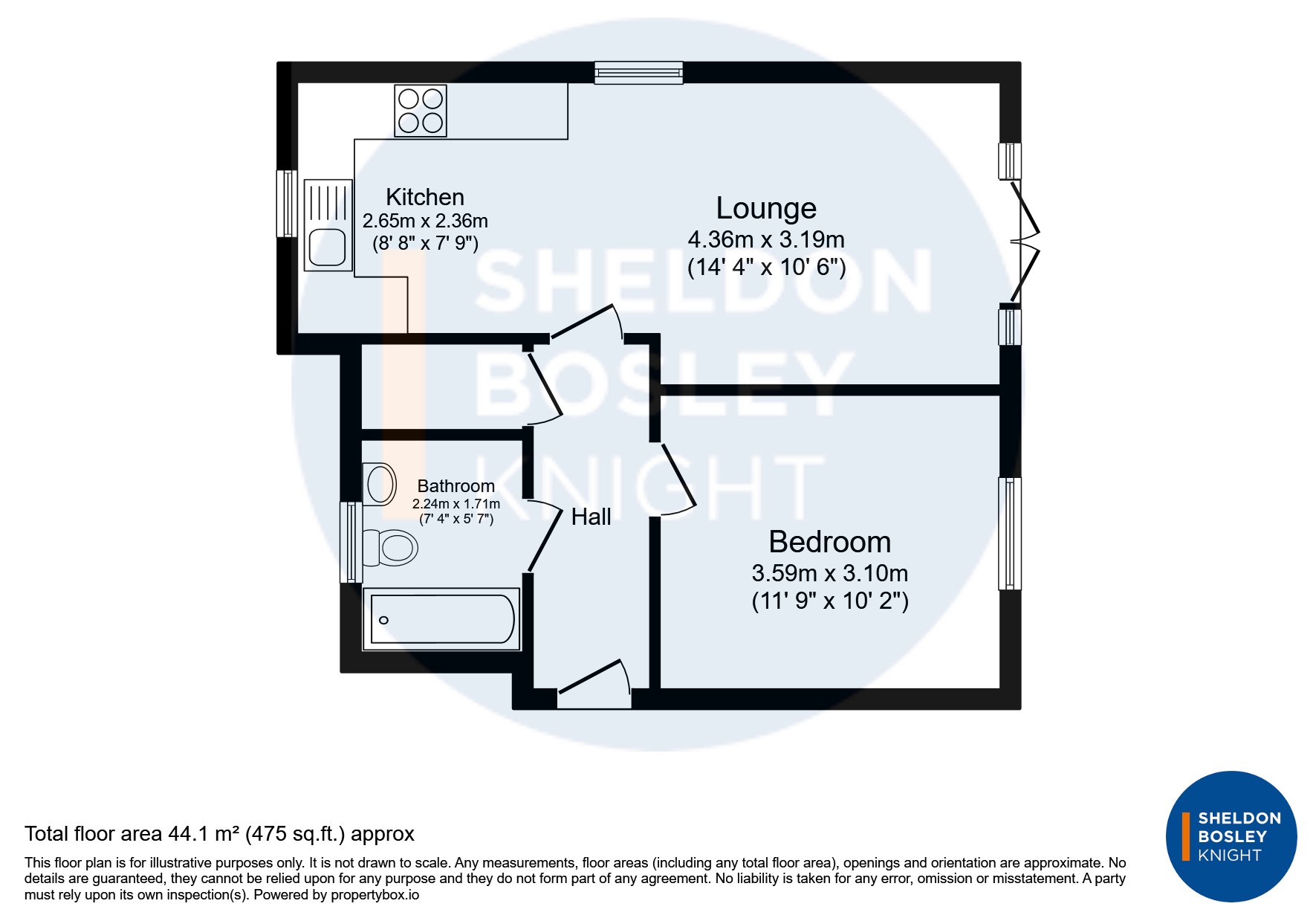 Floorplan, 1 bedroom flat for sale, Vale House Common Road, Evesham, WR11