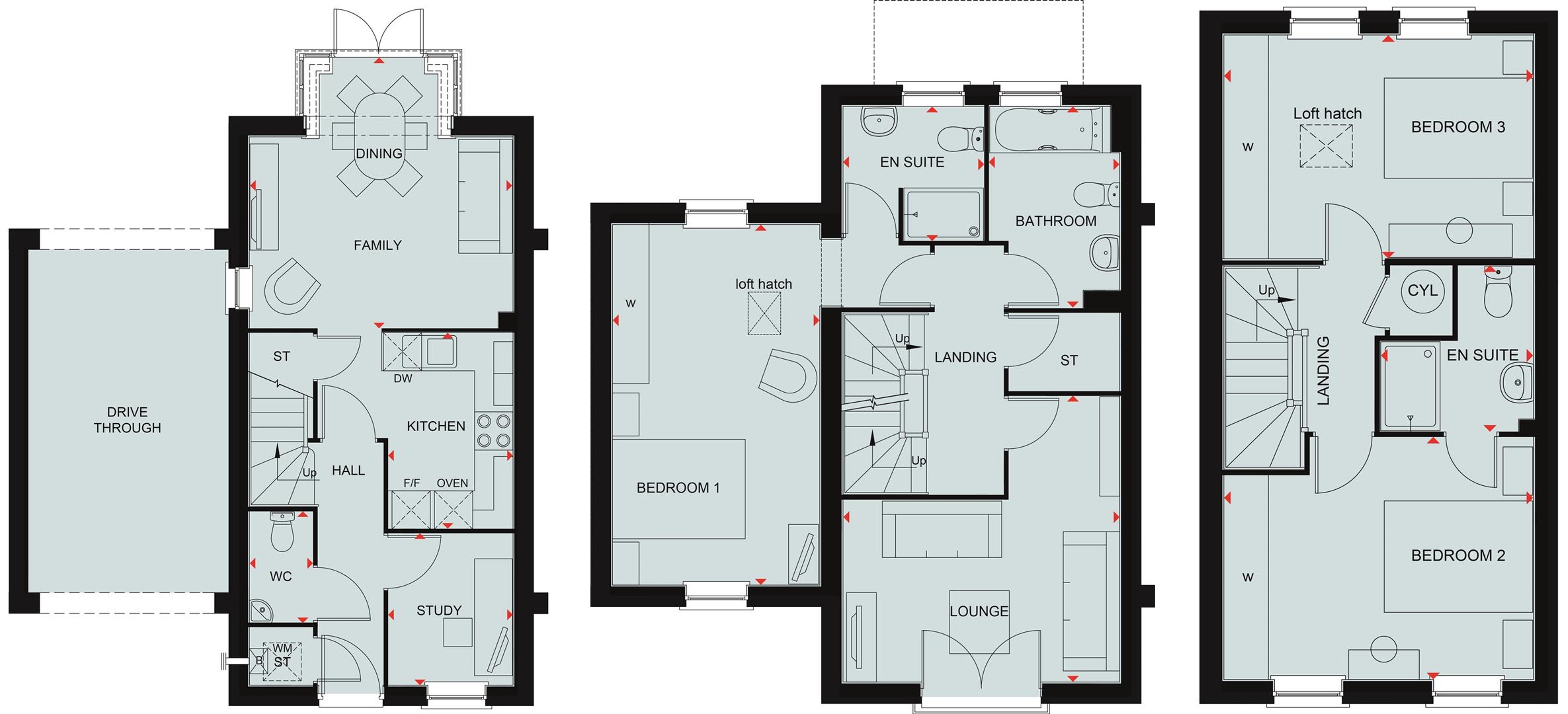 Floorplan, 3 bedroom end of terrace house for sale, Plot 52 THE CANNINGTON, Leicester, LE19