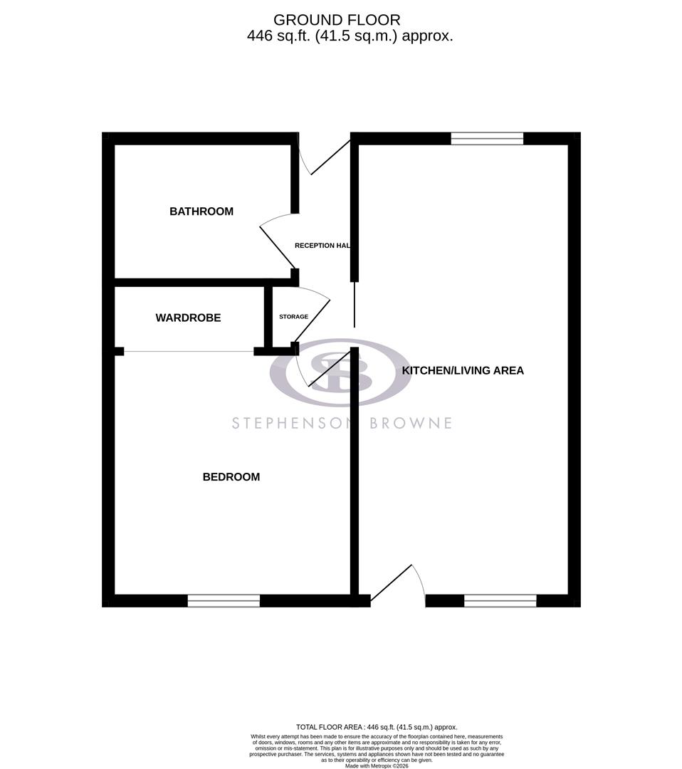 Floor plan, 1 bedroom apartment for sale, Lukesland Avenue, Stoke-On-Trent, ST4