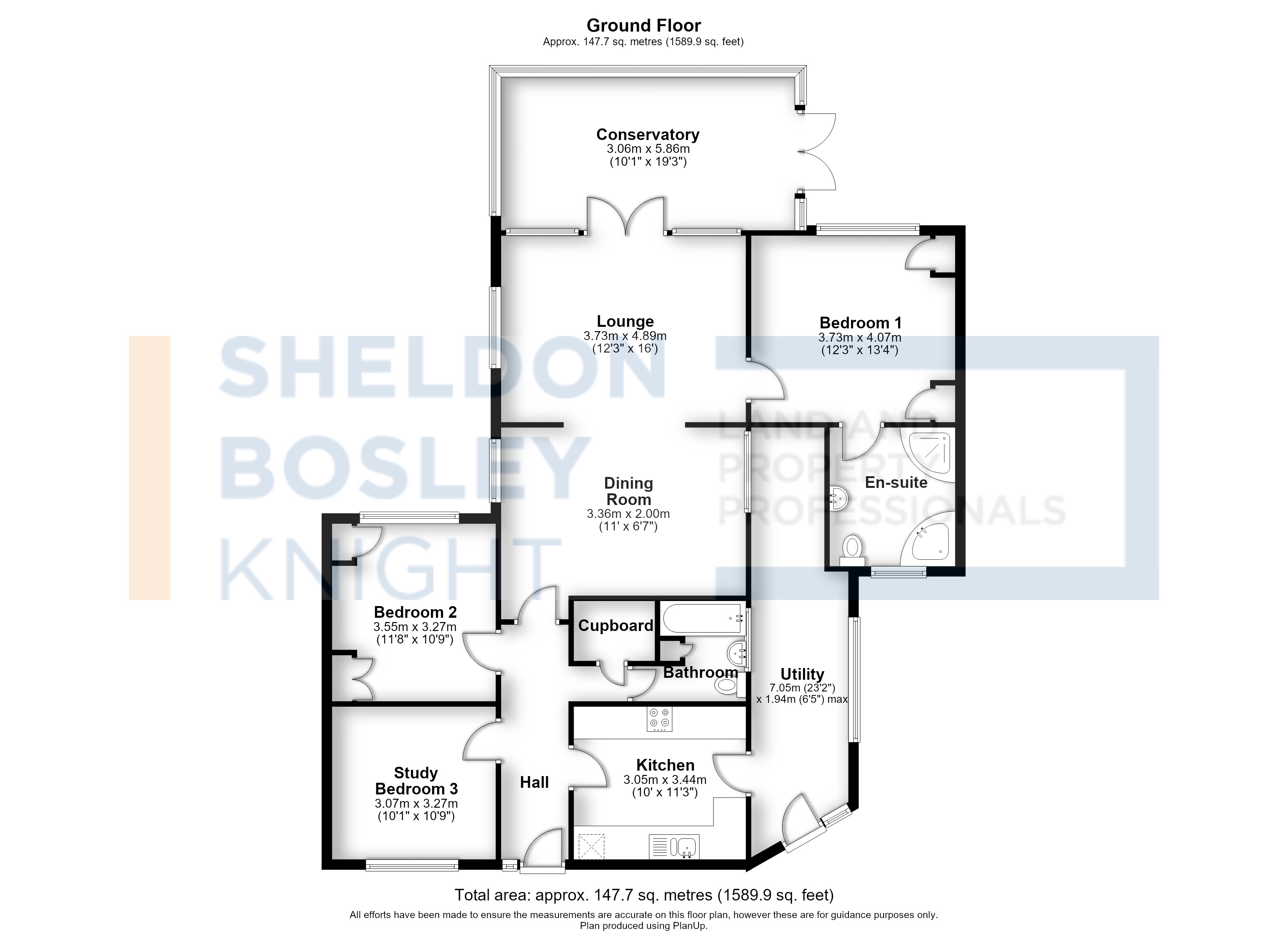 Floorplan, 3 bedroom semi detached bungalow for sale, Magdalen Close, Stratford-Upon-Avon, CV37