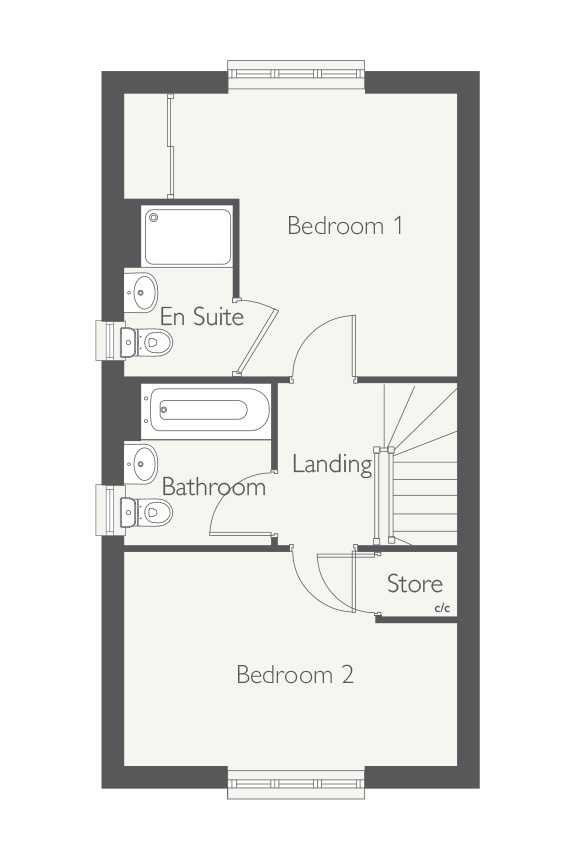 Floorplan, 2 bedroom semi detached house for sale, PLOT 110, Nuneaton, CV11