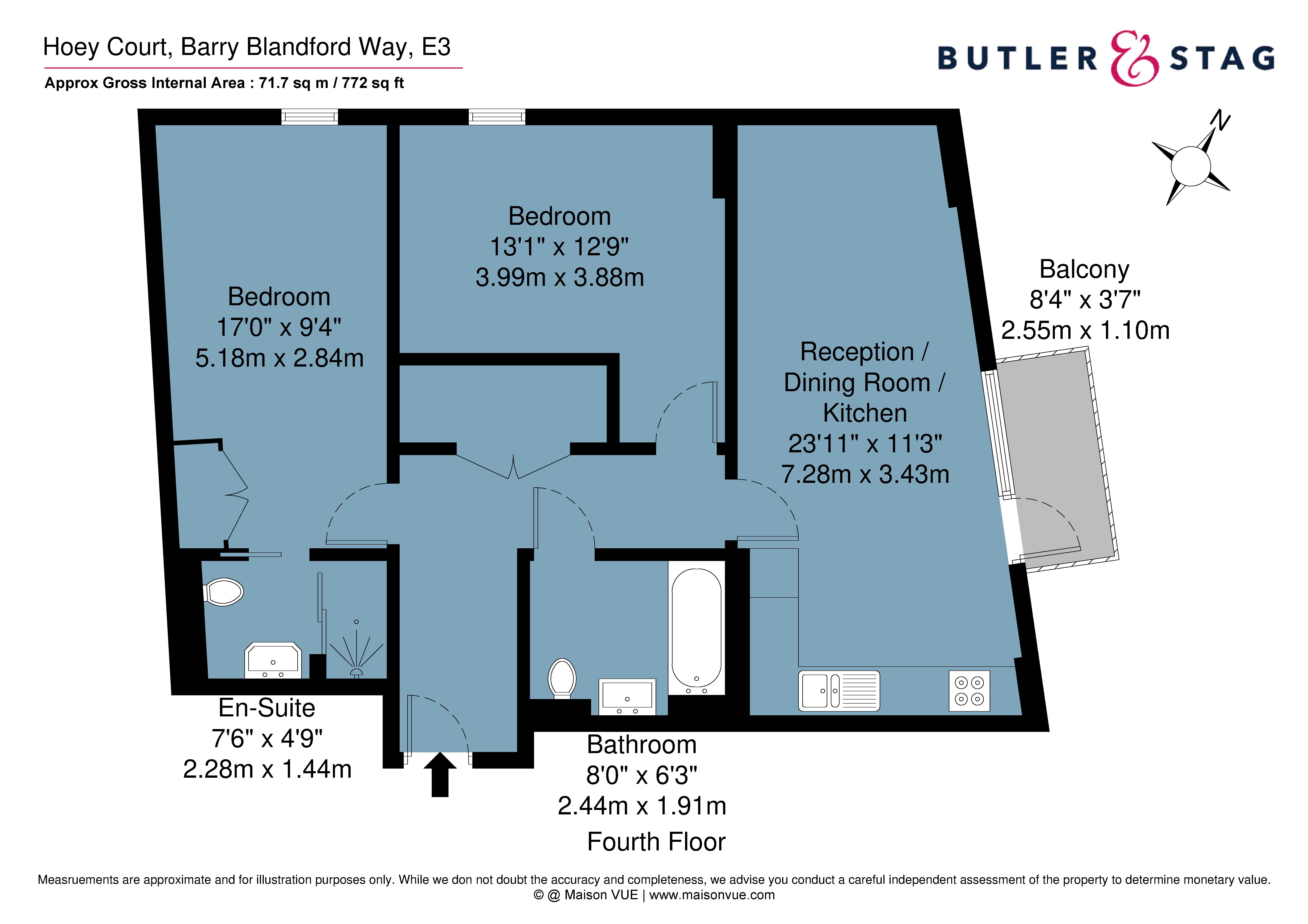 Floor plan, 2 bedroom flat for sale, Hoey Court, London, E3