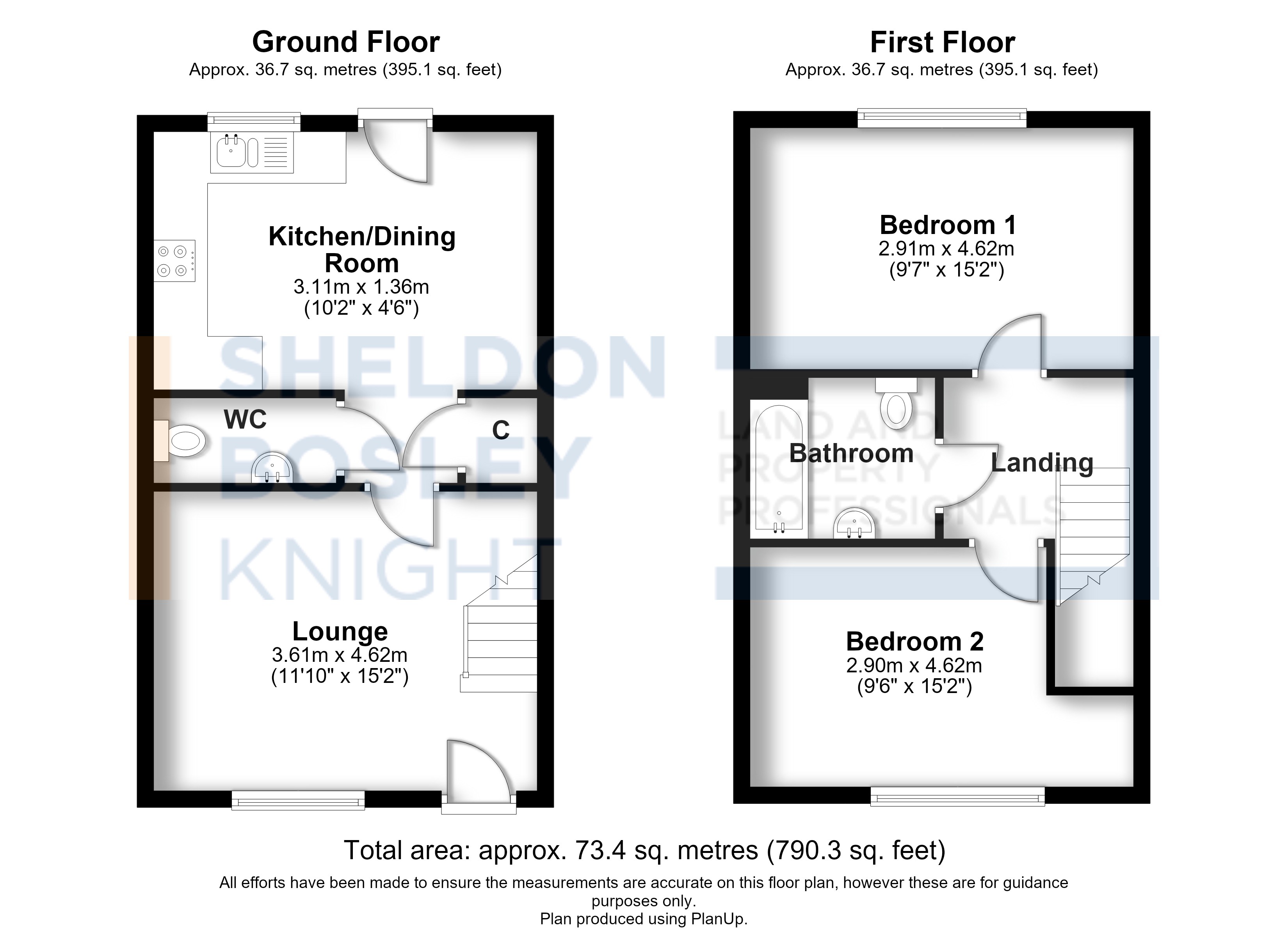 Floor plan, 2 bedroom semi detached house for sale, Crump Way, Evesham, WR11