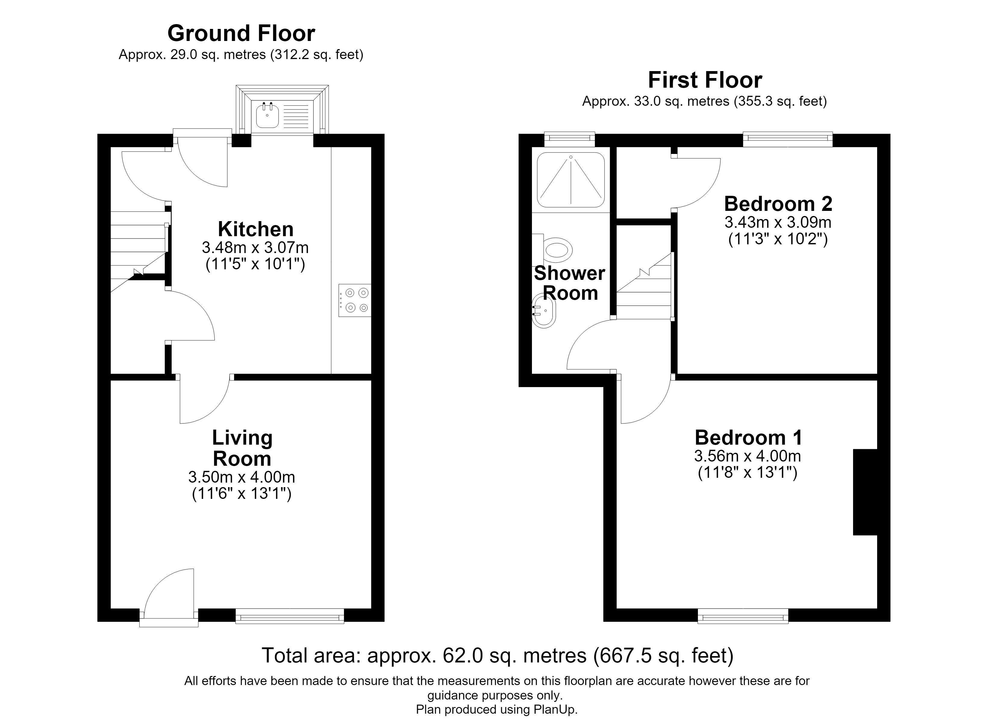 Floor plan, 2 bedroom terraced house for sale, Swadlincote Road, Swadlincote, DE11