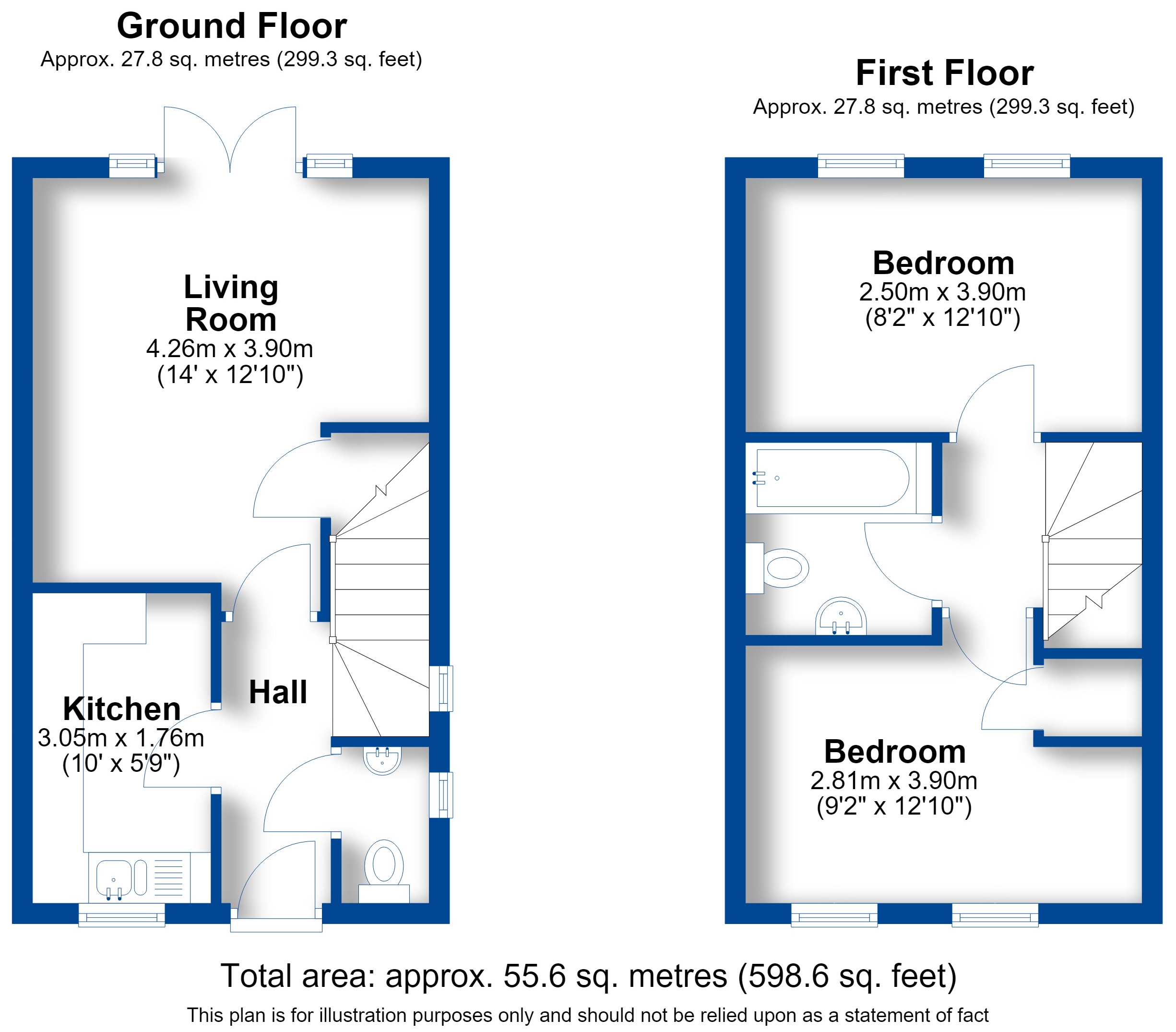 Floorplan, 2 bedroom end of terrace house for sale, Field Close, Leamington Spa, CV33