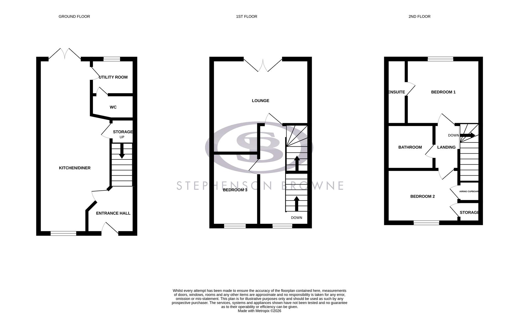 Floor plan, 3 bedroom house for sale, Salisbury Close, Crewe, CW2