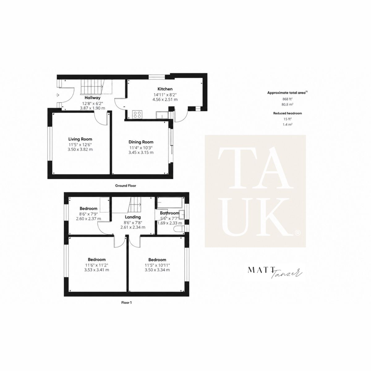 Floor plan, 3 bedroom for sale, Marion Road, Bristol, BS15