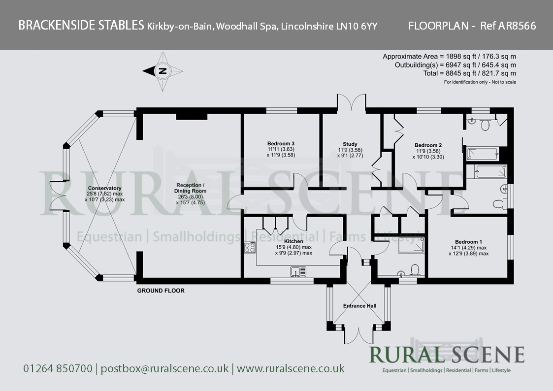 Floorplan, 3 bedroom detached bungalow for sale, Brackenside Stables, Woodhall Spa, LN10