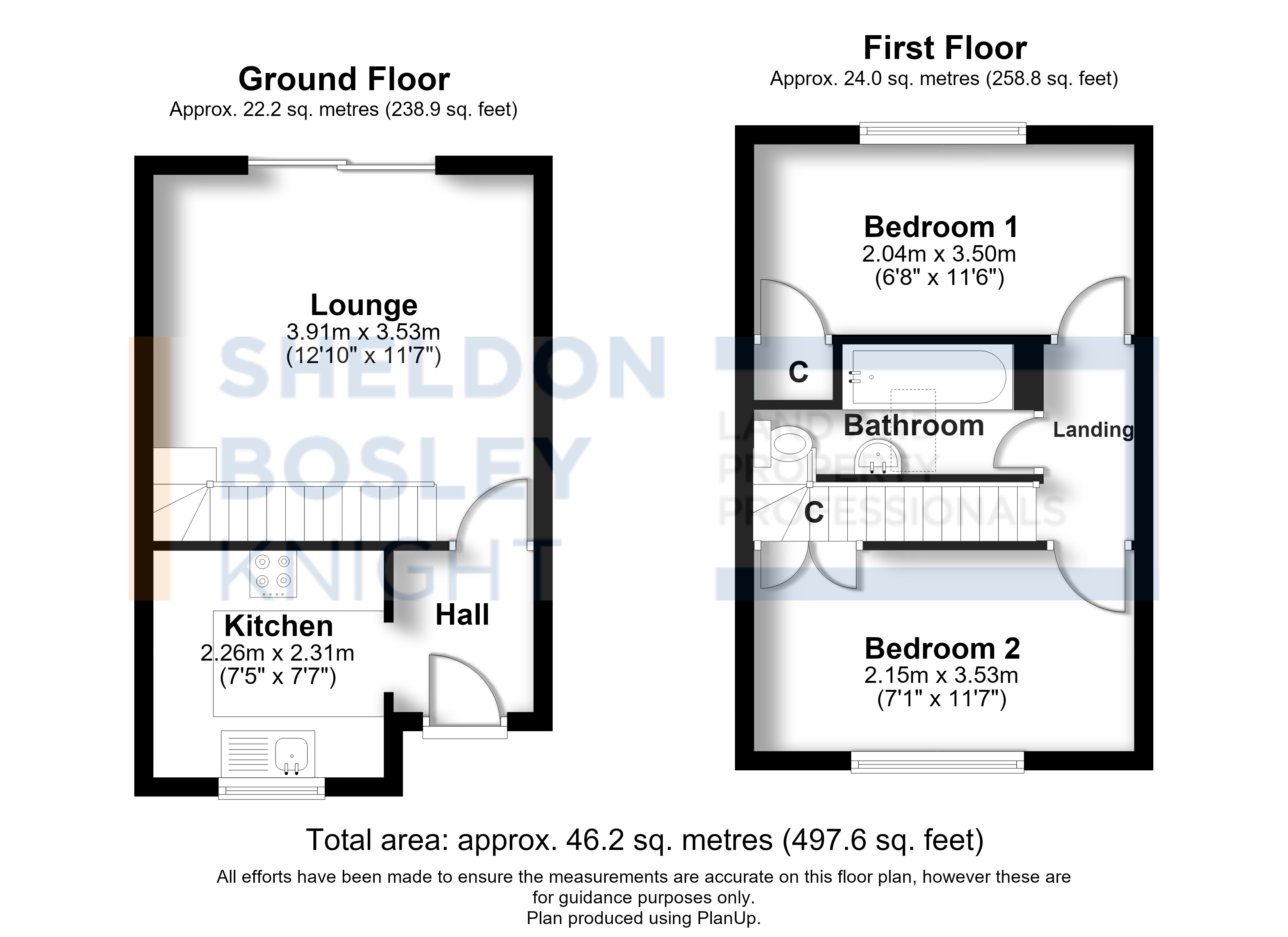 Floorplan, 2 bedroom terraced house for sale, Briar Close, Evesham, WR11