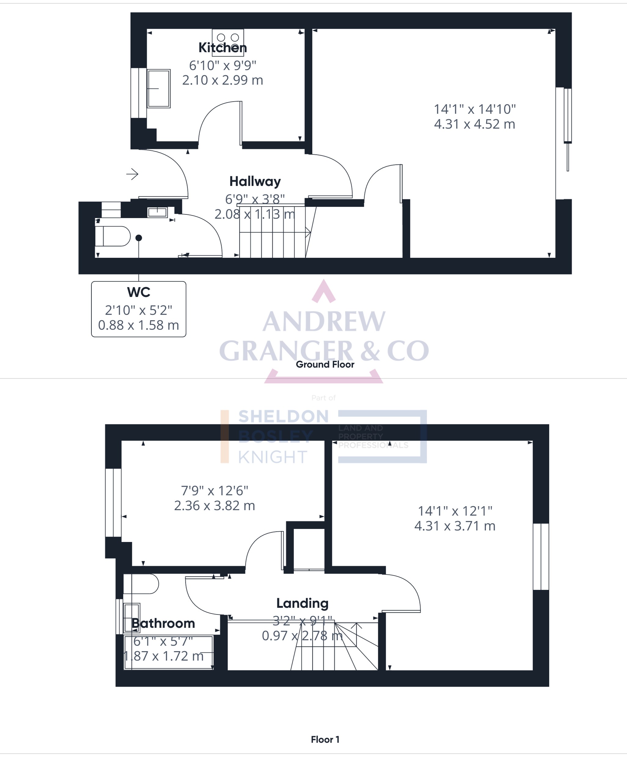 Floor plan, 2 bedroom terraced house for sale, Drage Close, Lutterworth, LE17