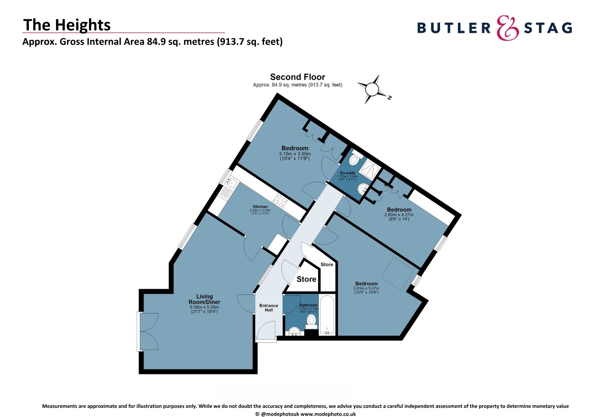 Floor plan, 3 bedroom apartment for sale, The Heights Forest Drive, Epping, CM16