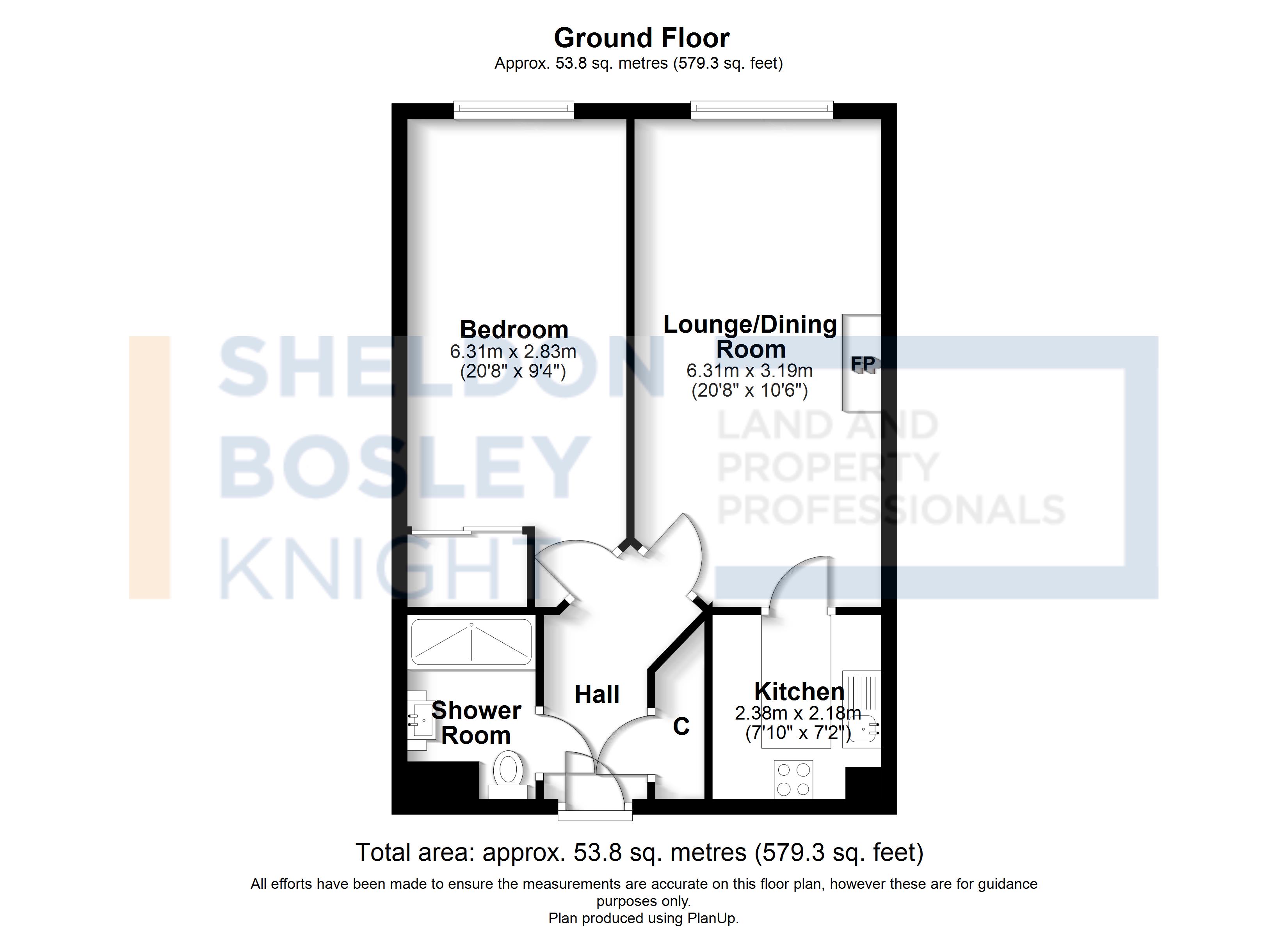 Floorplan, 1 bedroom flat for sale, Nightingale Lodge Defford Road, Pershore, WR10