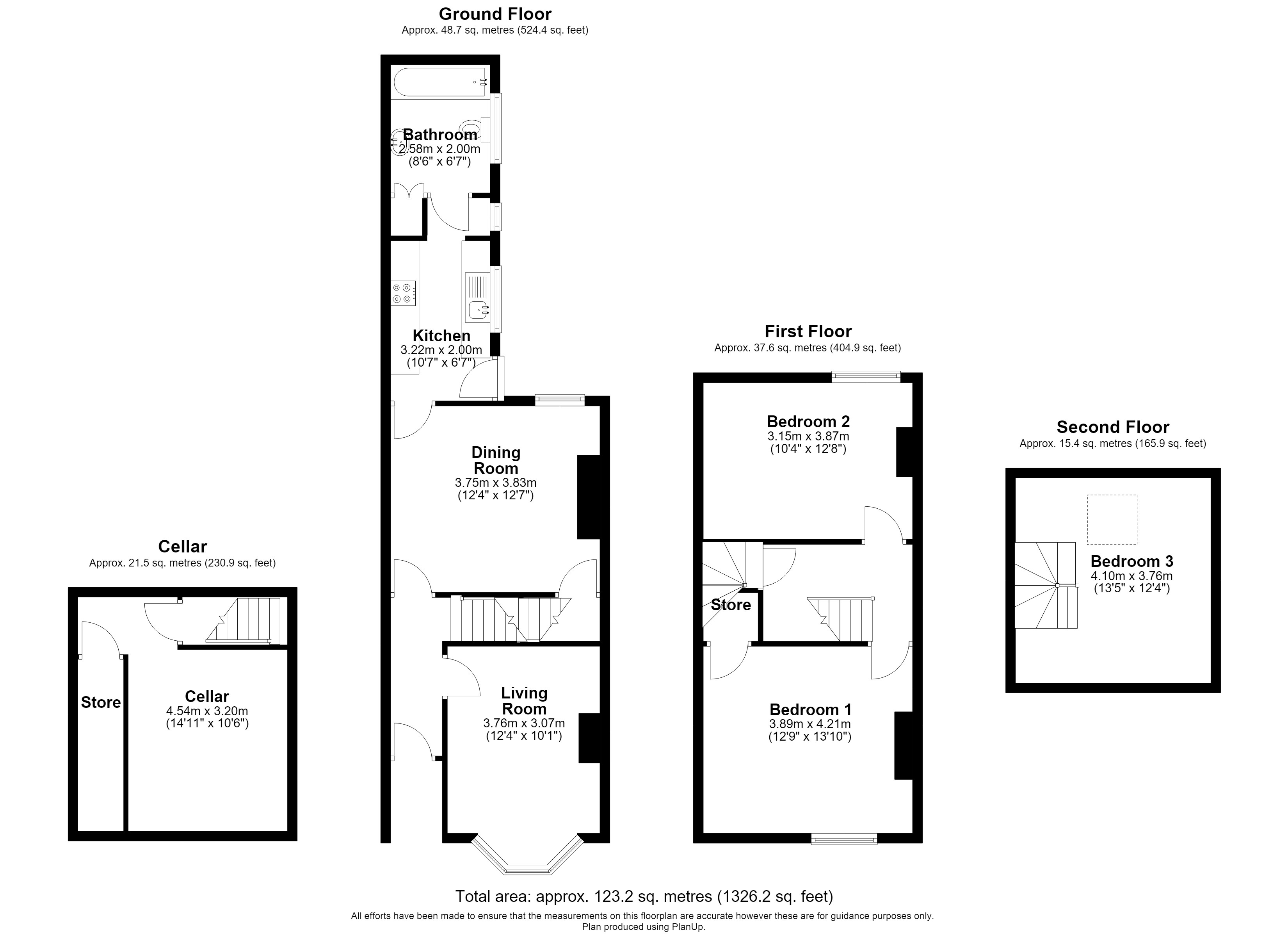 Floorplan, 3 bedroom terraced house for sale, Toothill Road, Loughborough, LE11