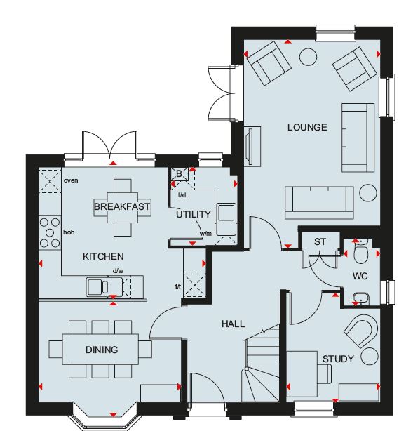 Floorplan, 4 bedroom house for sale, Plot 13, Wigston, LE18