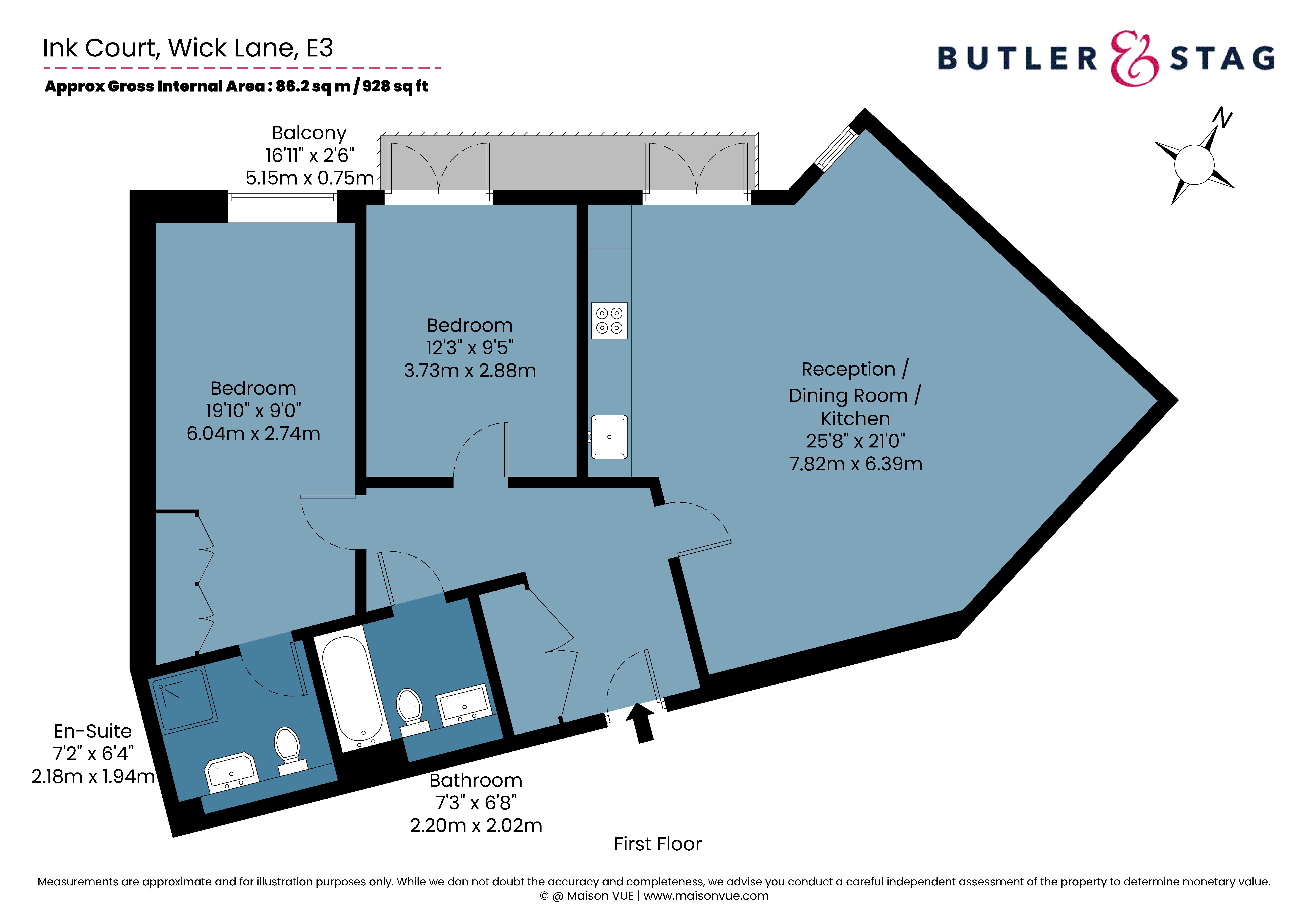 Floor plan, 2 bedroom flat for sale, Ink Court, London, E3