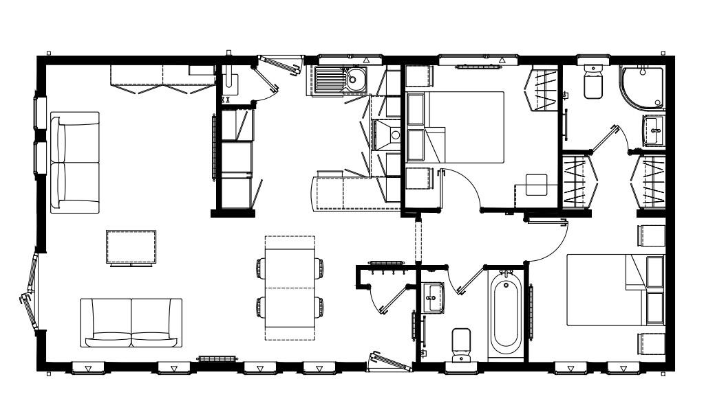 Floorplan, 2 bedroom detached park home for sale, Plot 1 (New Market), Evesham, WR11