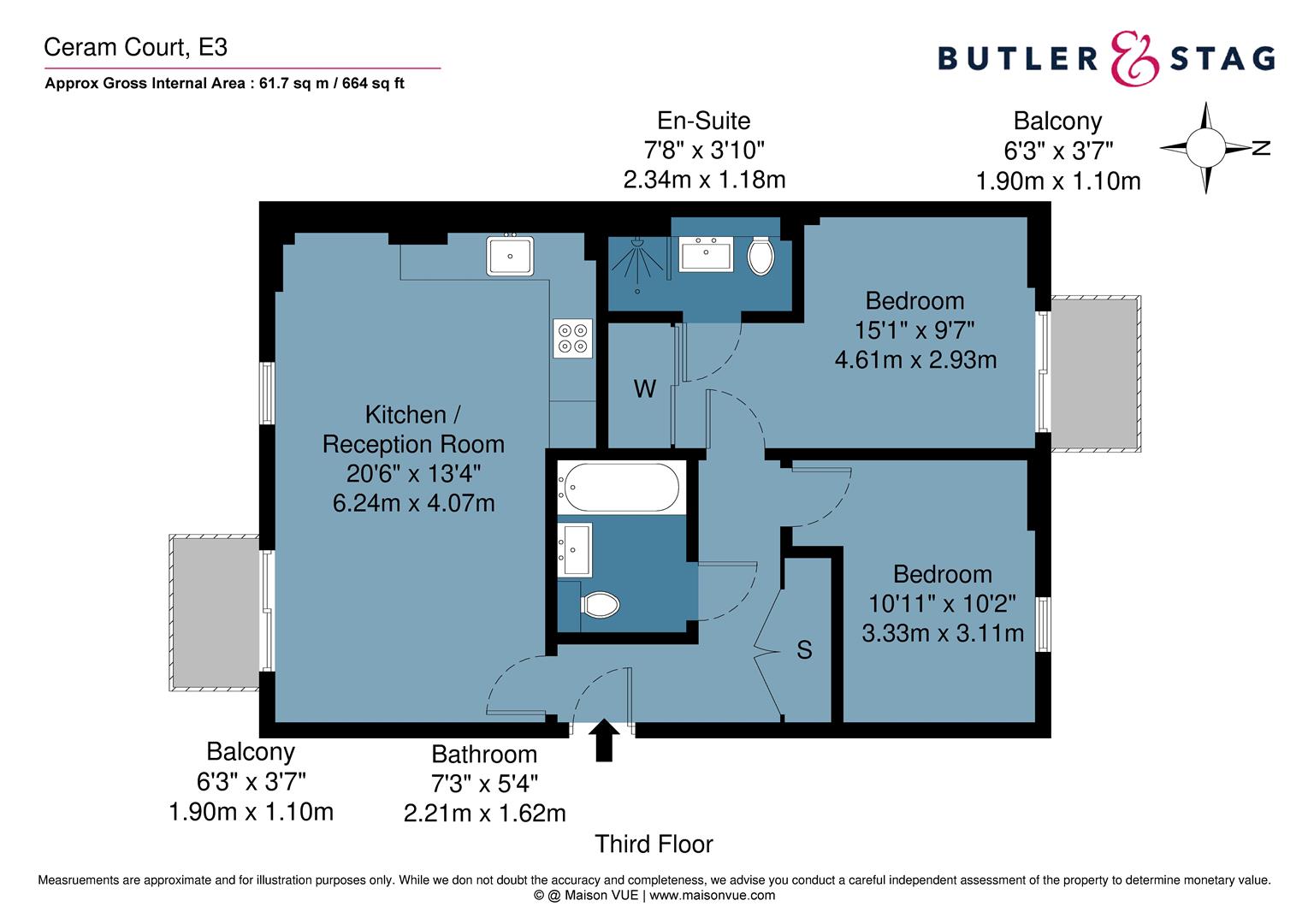 Floor plan, 2 bedroom apartment for sale, Ceram Court, London, E3