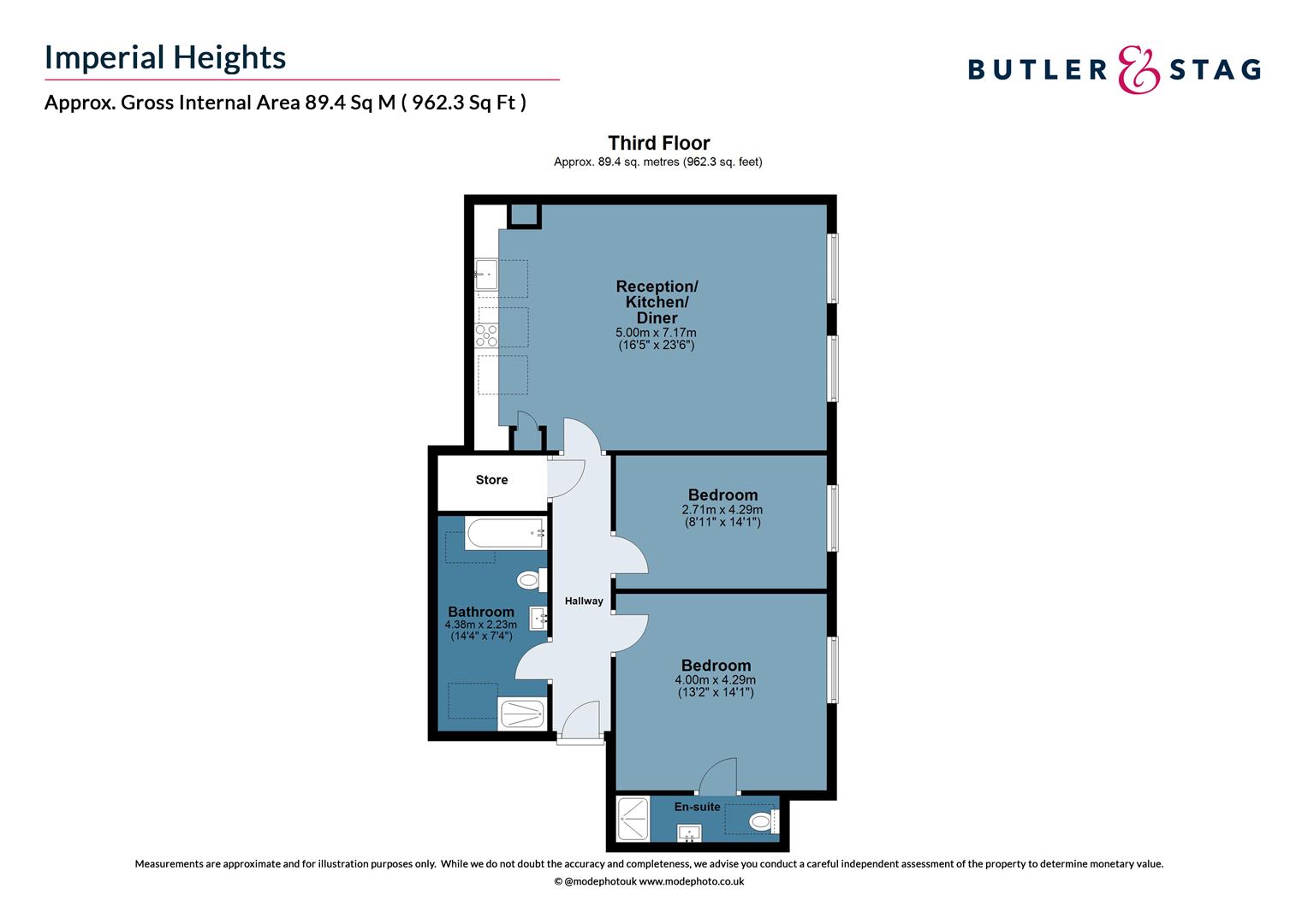 Floor plan, 2 bedroom flat for sale, Imperial Heights, Chigwell, IG7