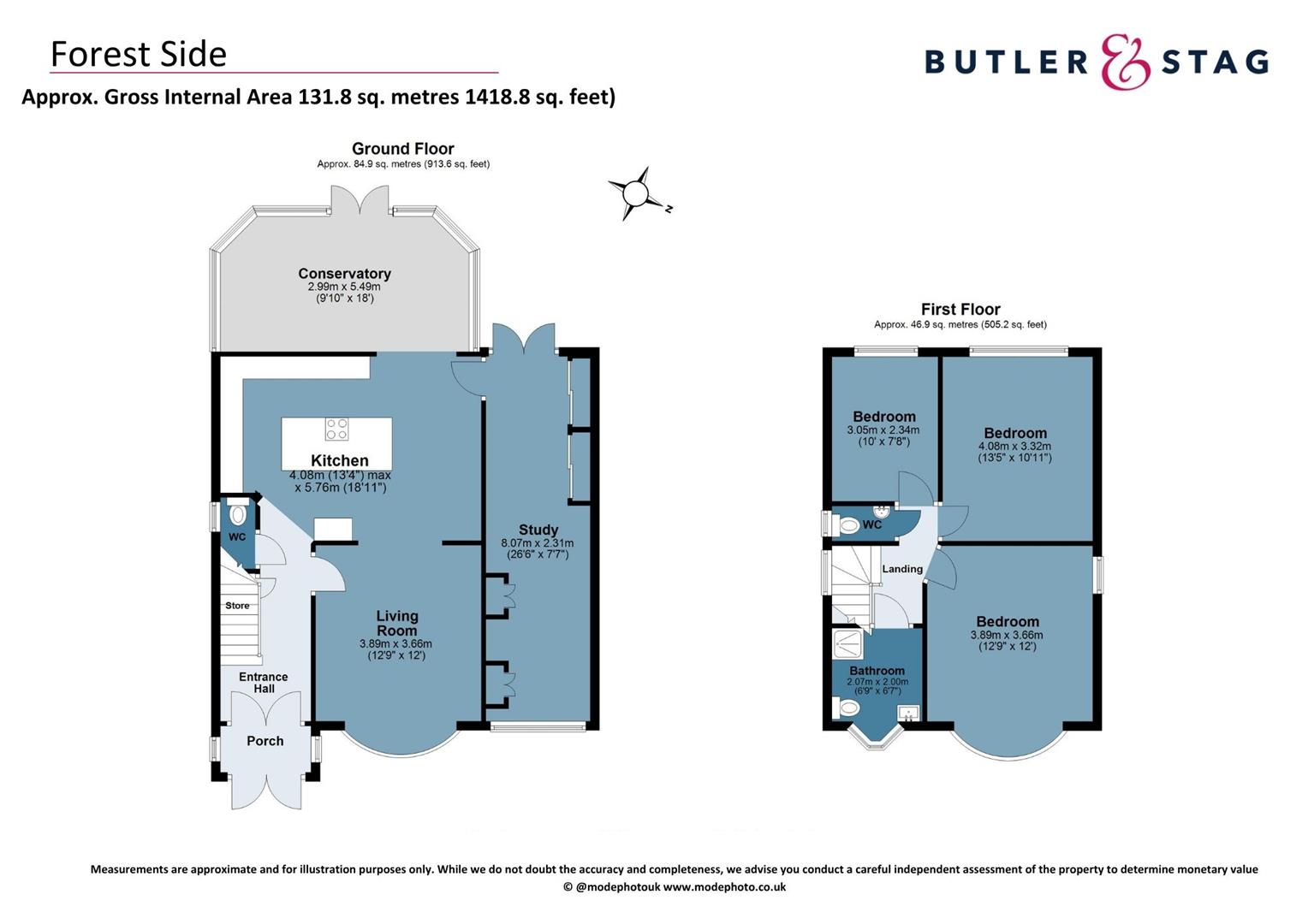 Floor plan, 3 bedroom detached house for sale, Forest Side, London, E4