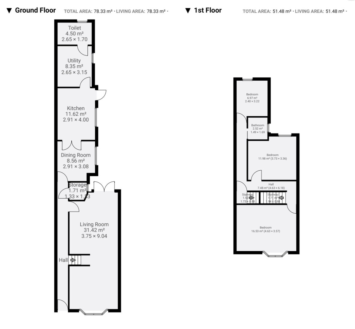 Floor plan, 4 bedroom mid-terraced house for sale, Edward Street, Nuneaton, CV11