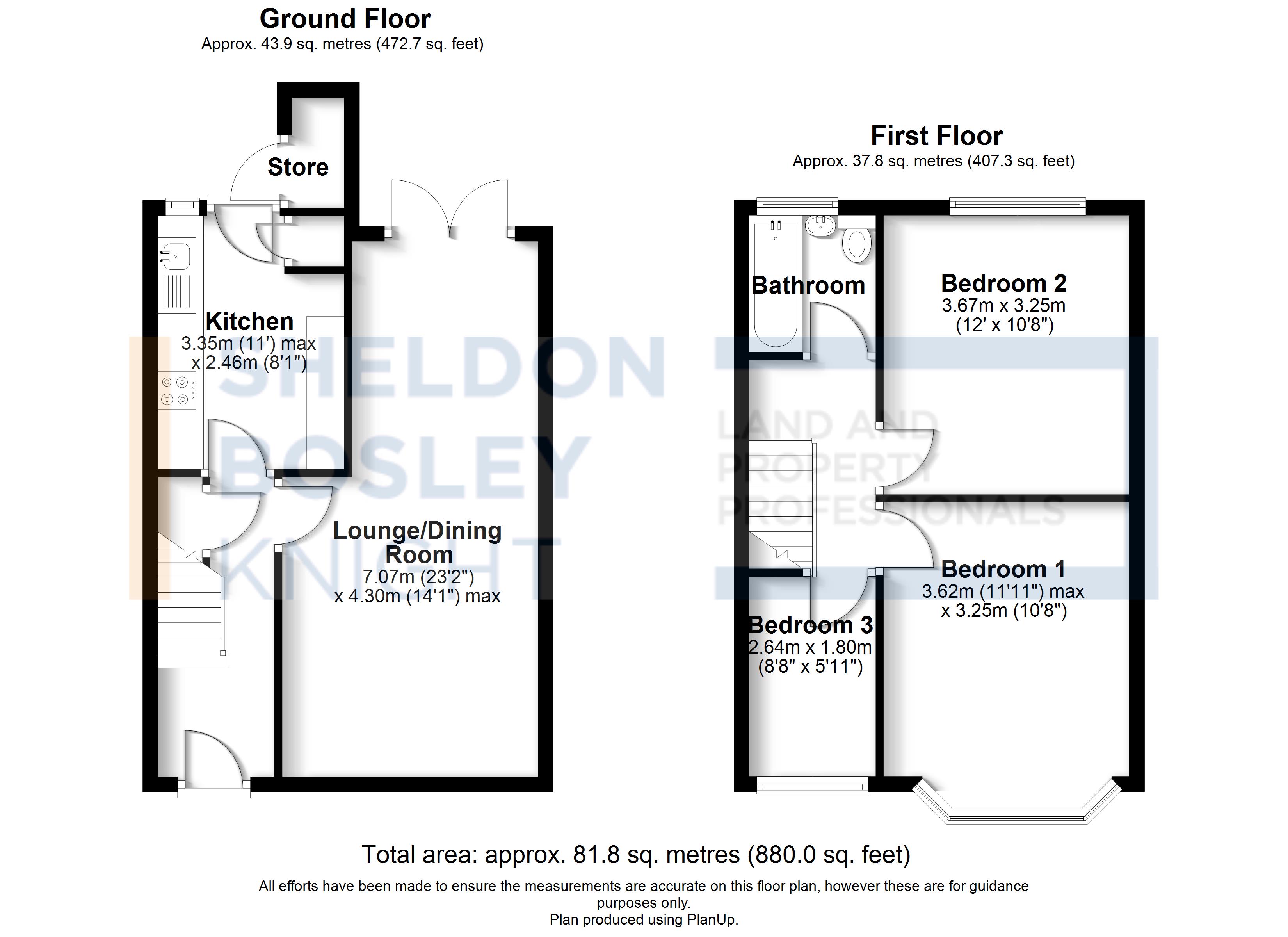 Floorplan, 3 bedroom mid-terraced house for sale, St. Ives Road, Coventry, CV2