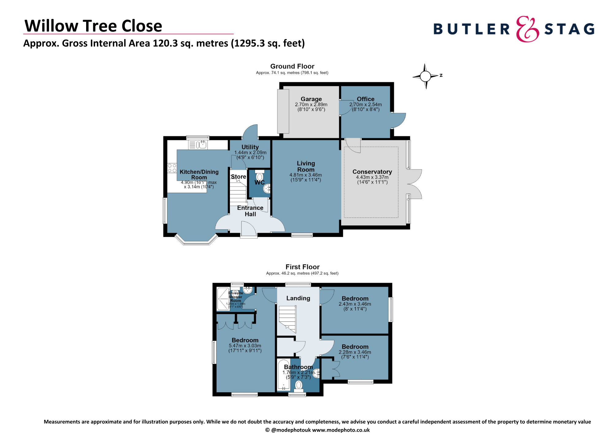 Floor plan, 3 bedroom link detached house for sale, Willow Tree Close, Romford, RM4