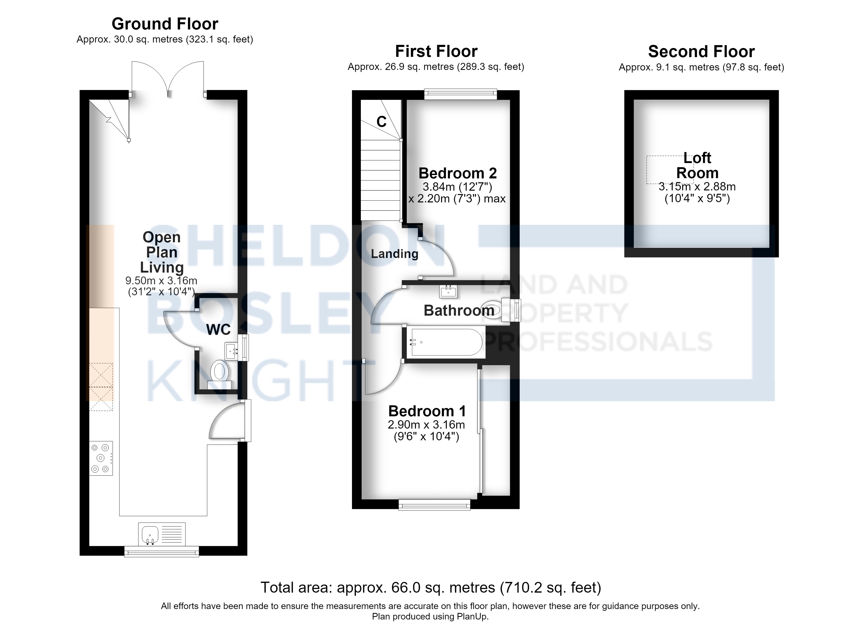 Floorplan, 2 bedroom end of terrace house for sale, Rynal Place, Evesham, WR11
