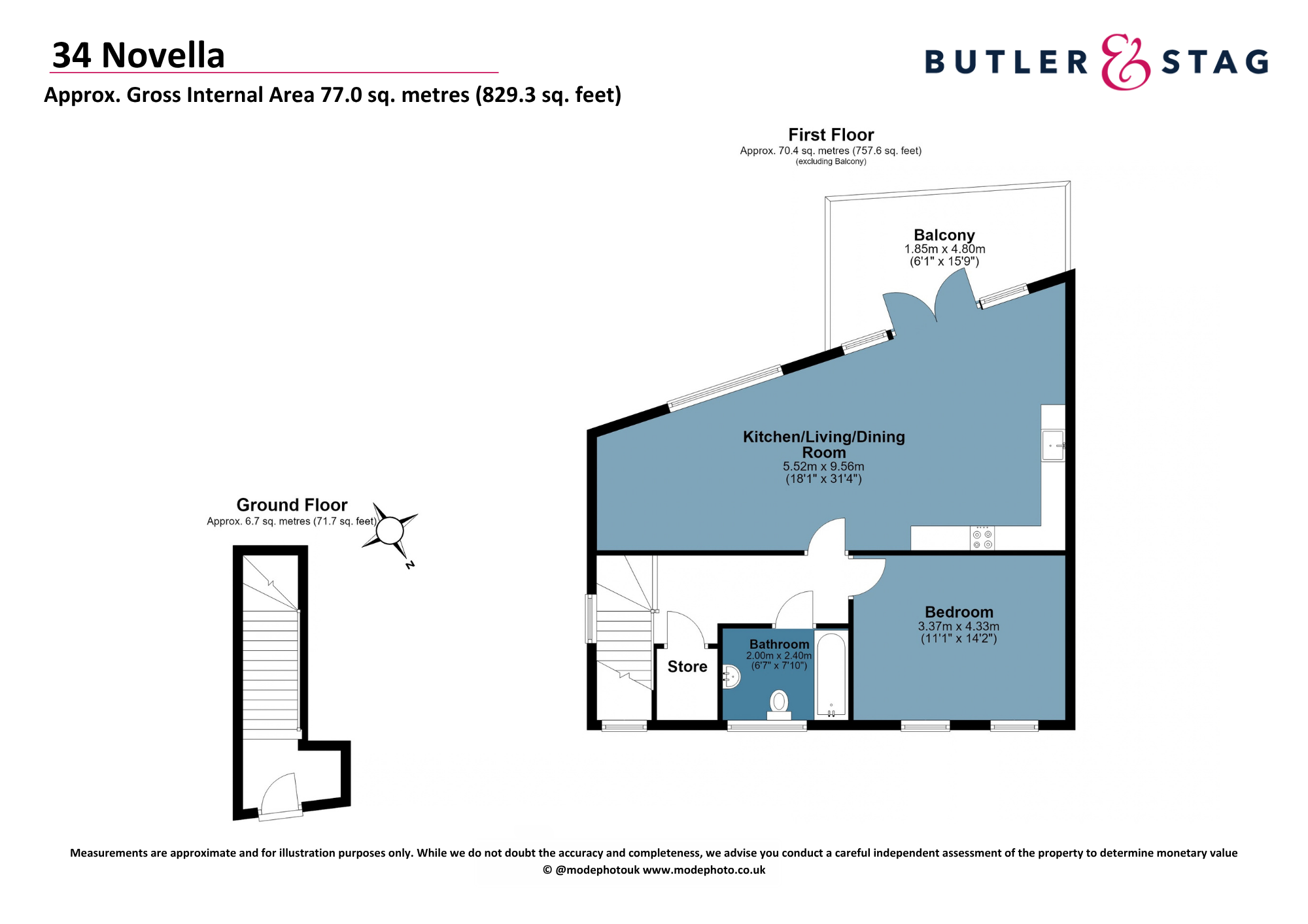 Floor plan, 1 bedroom apartment for sale, Novella House, Chigwell, IG7