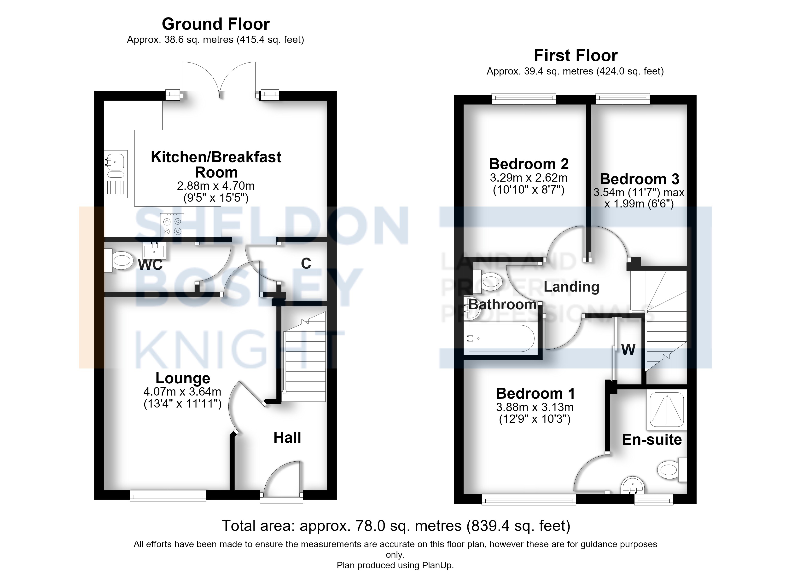 Floorplan, 3 bedroom semi detached house for sale, Gorse Fields, Pershore, WR10