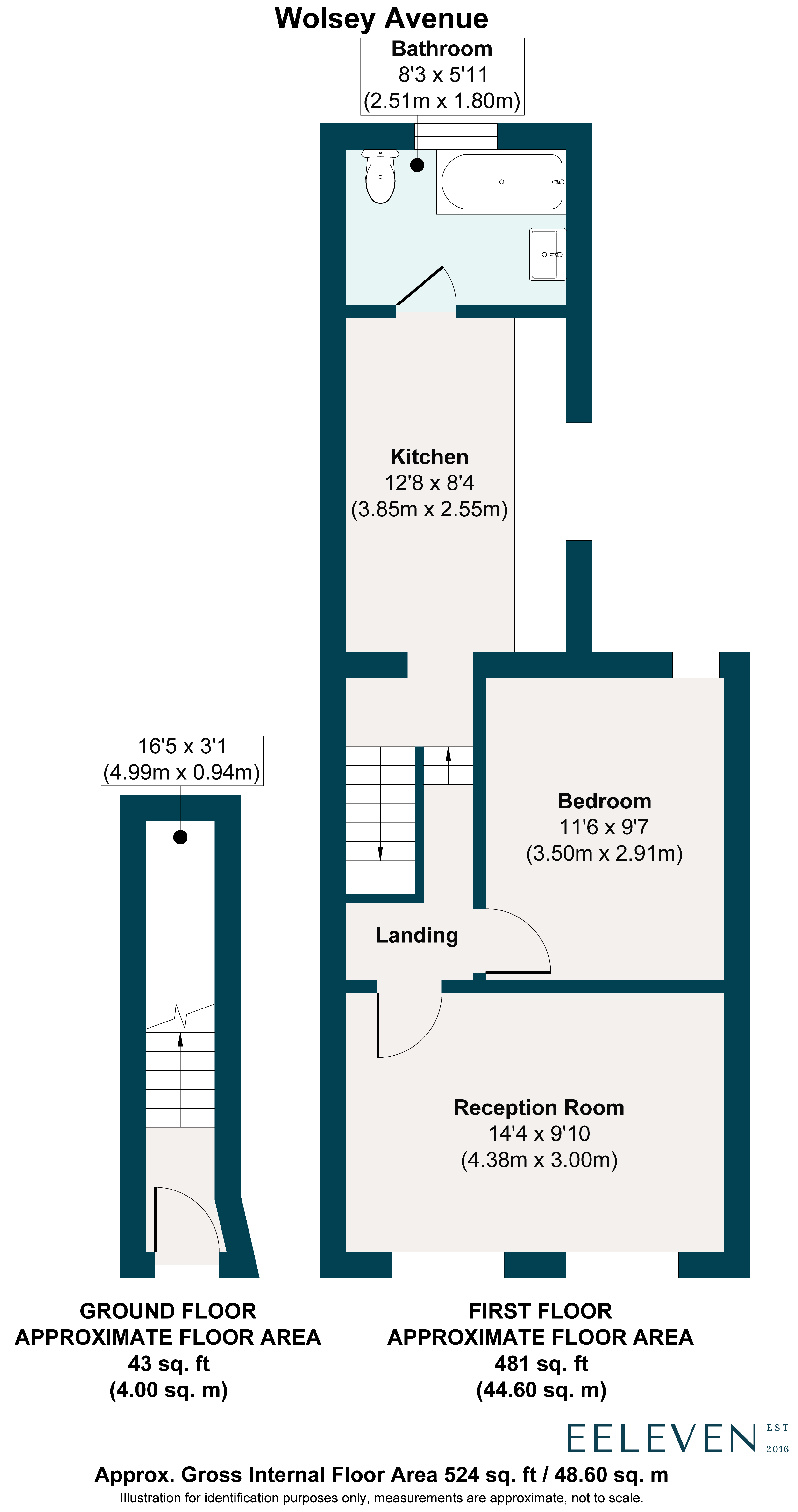 Floor plan, 1 bedroom flat for sale, Wolsey Avenue, London, E17