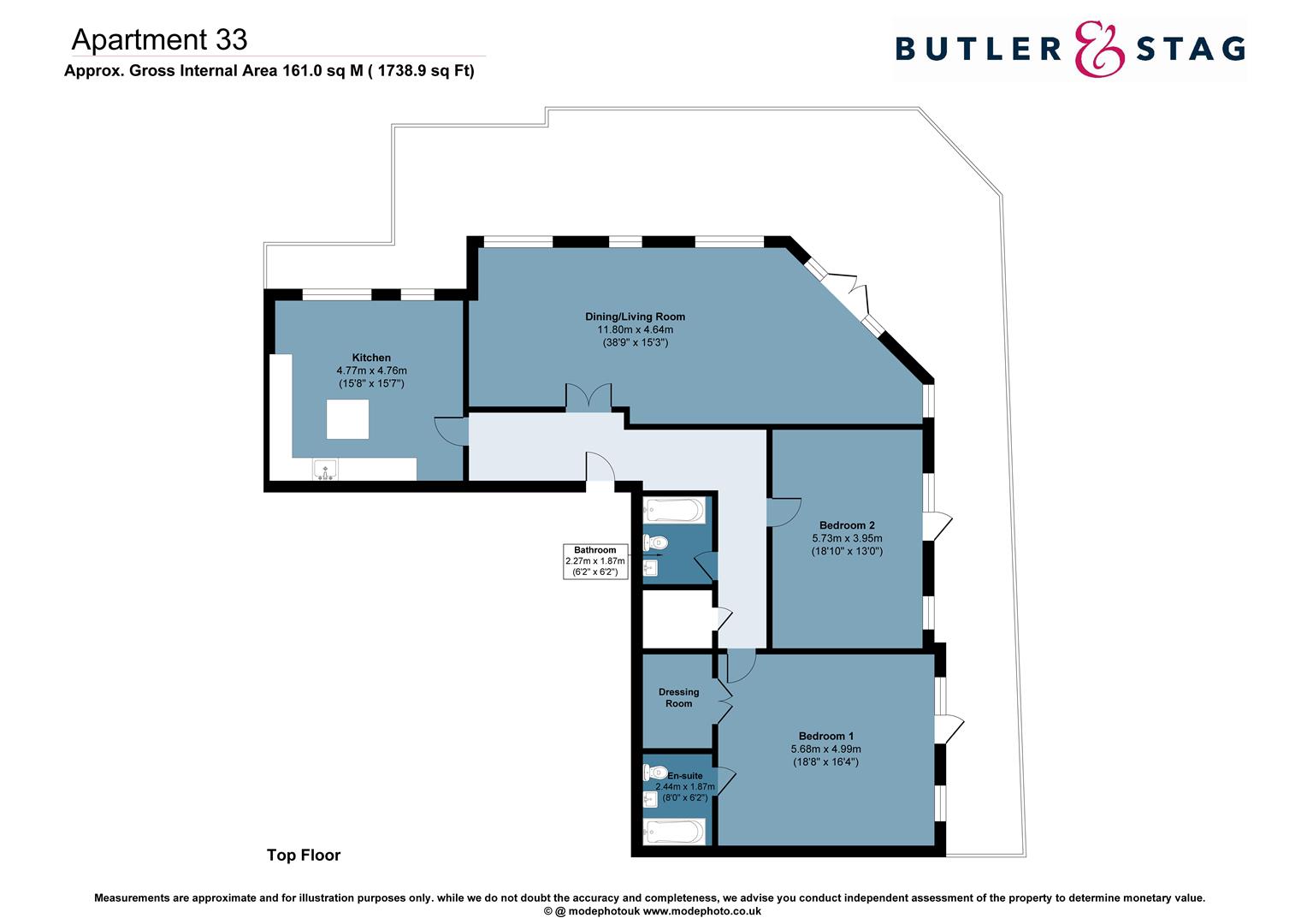 Floor plan, 2 bedroom apartment for sale, Novella House, Chigwell, IG7