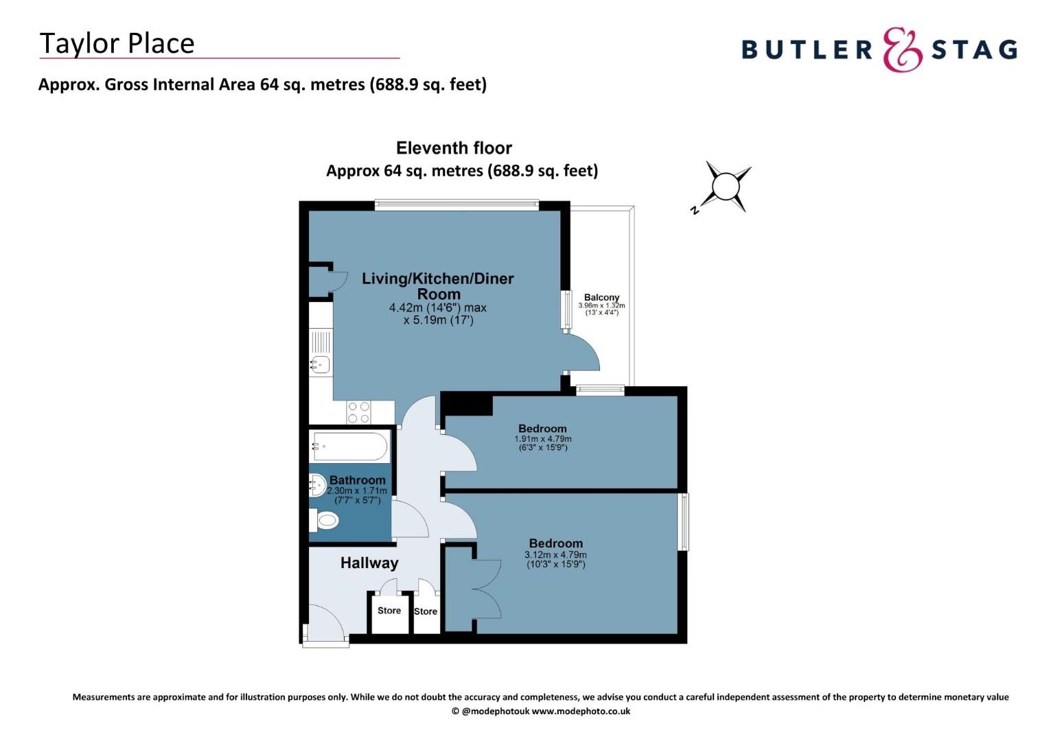 Floor plan, 2 bedroom apartment for sale, Fondant Court, London, E3