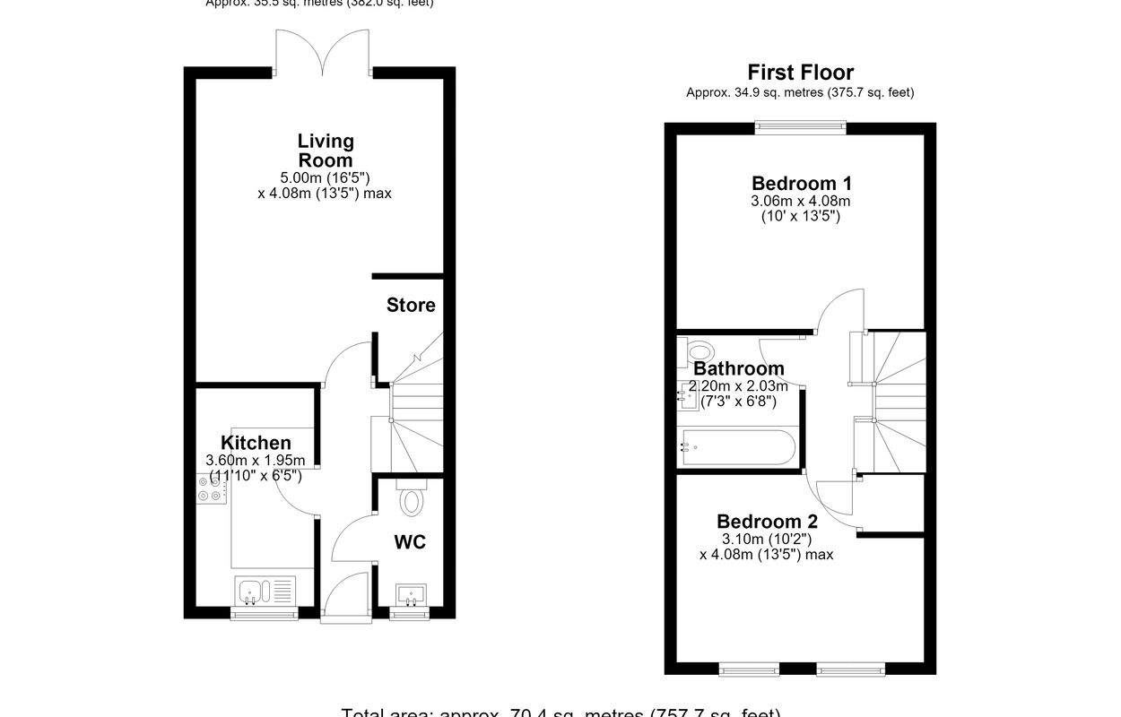 Floorplan, 2 bedroom semi detached house for sale, Cuckoo Drive, Kibworth, LE8
