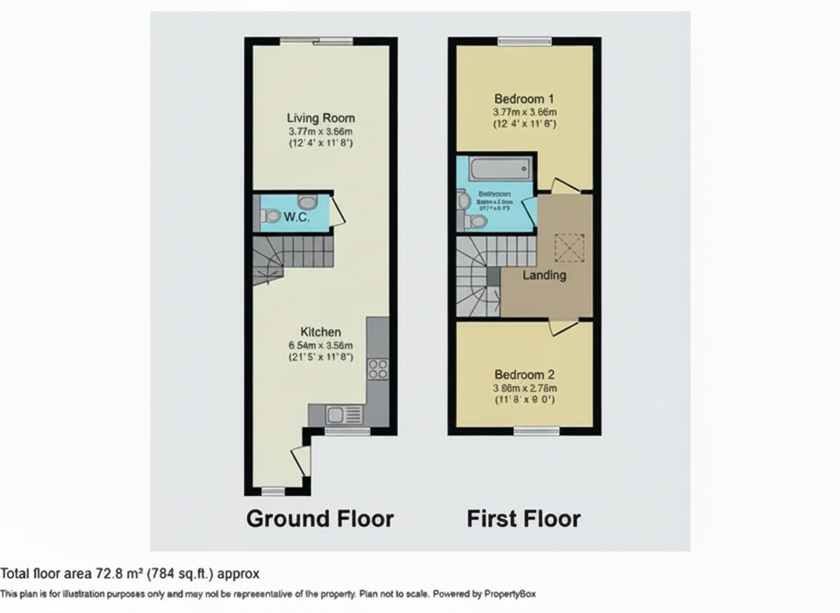 Floorplan, 2 bedroom mid-terraced house for sale, Heather Norgrove Place, Nuneaton, CV10