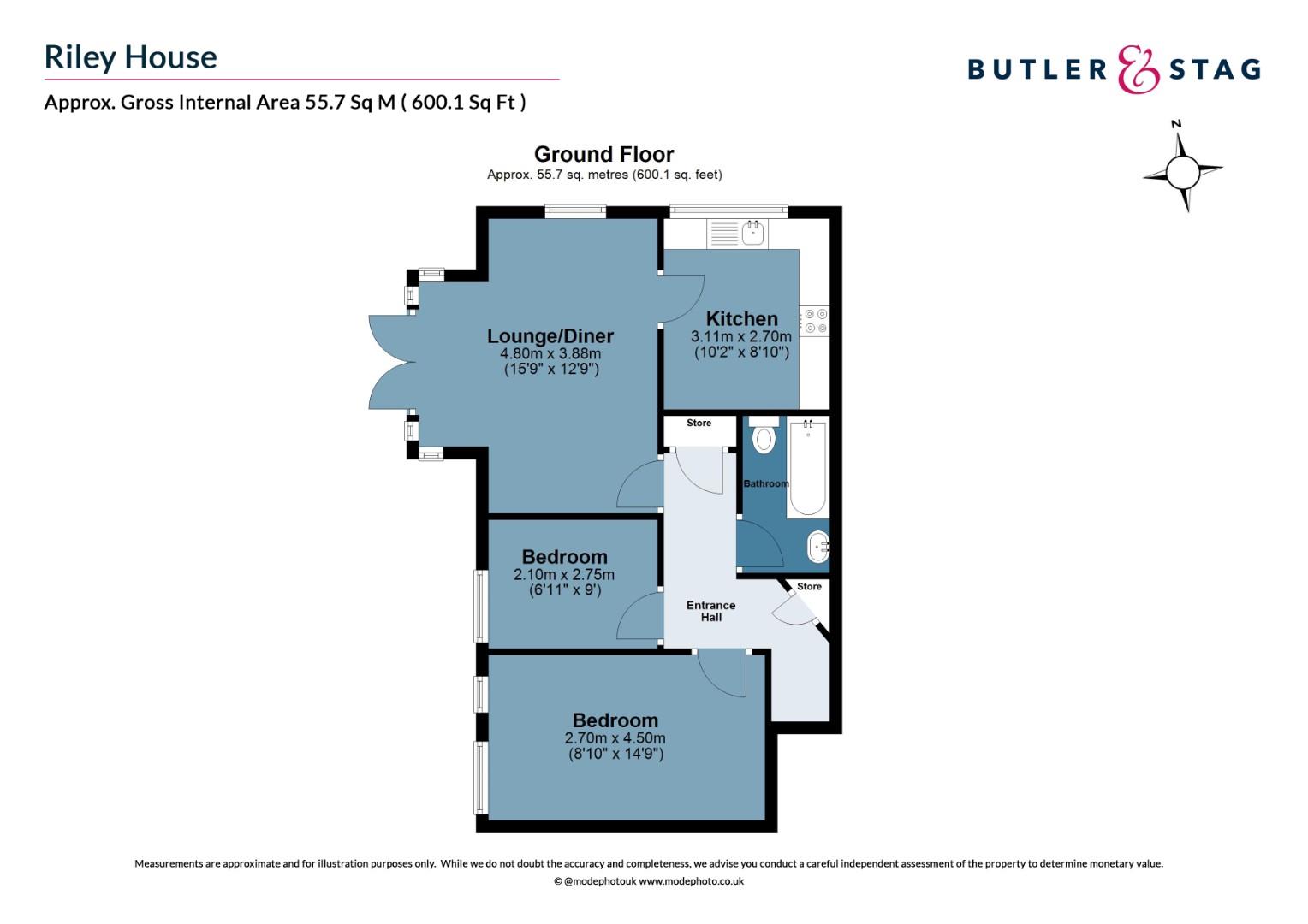 Floor plan, 2 bedroom flat for sale, Riley House, London, E3