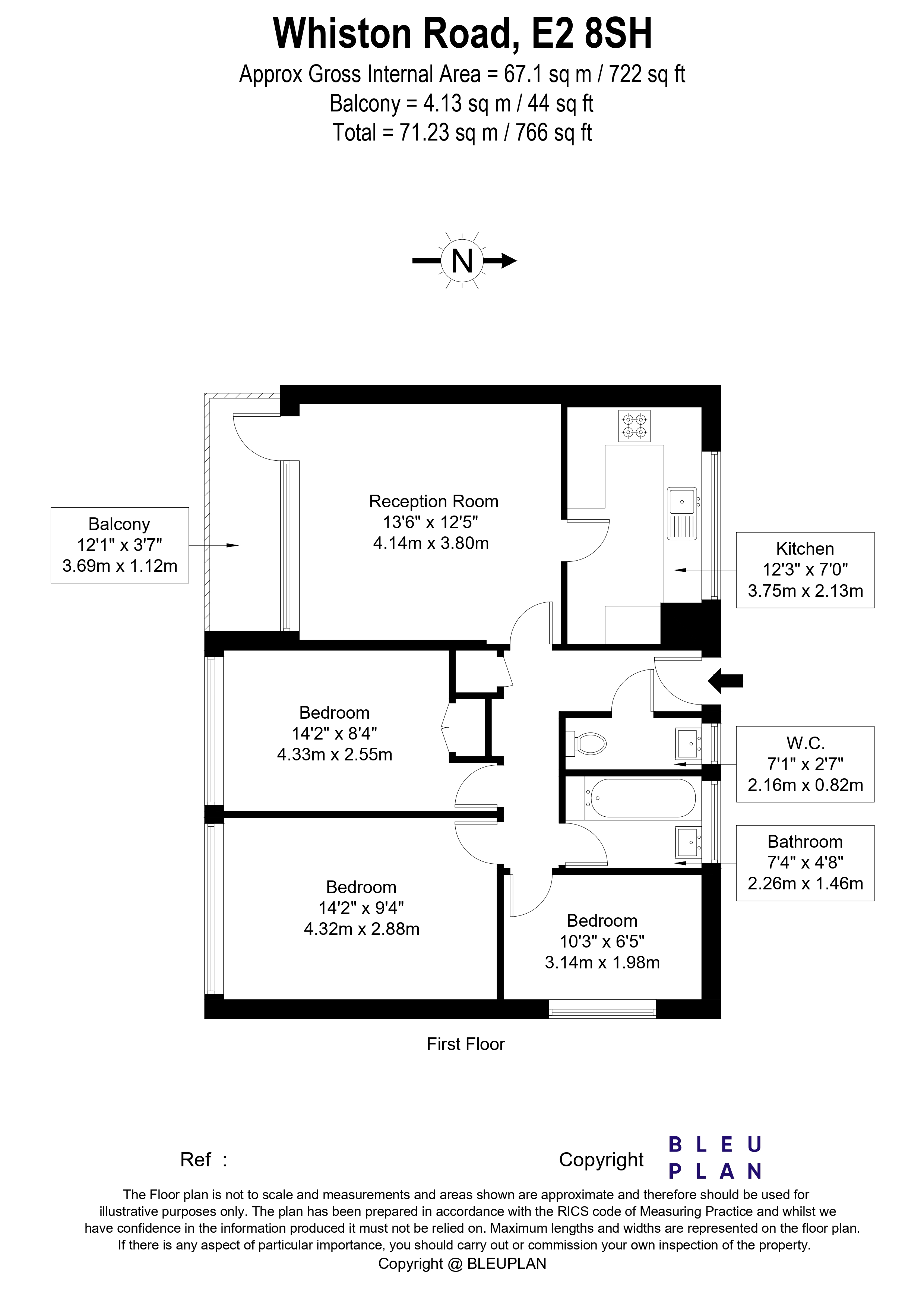 Floor plan, 3 bedroom apartment for sale, Debdale House Whiston Road, London, E2