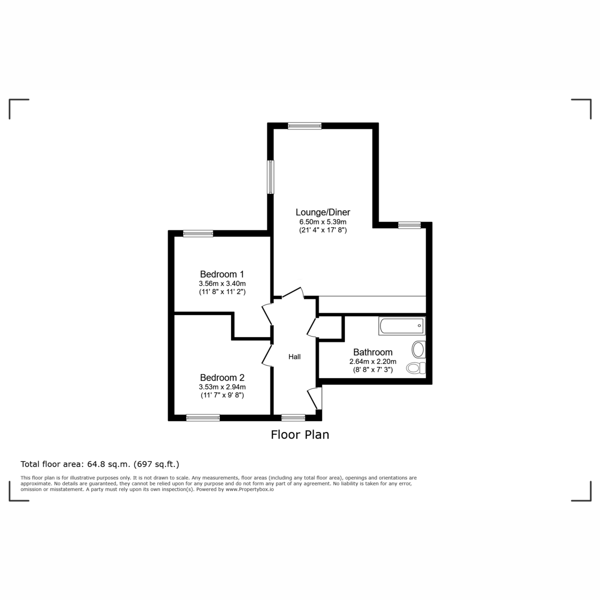 Floor plan, 2 bedroom for sale, Ffordd Siabod, Y Felinheli, LL56