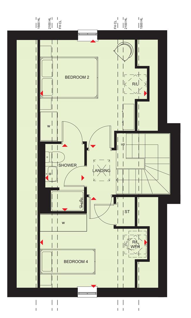 Floor plan, 4 bedroom house for sale, Plot 412-Kelling, Whitchurch, SY13
