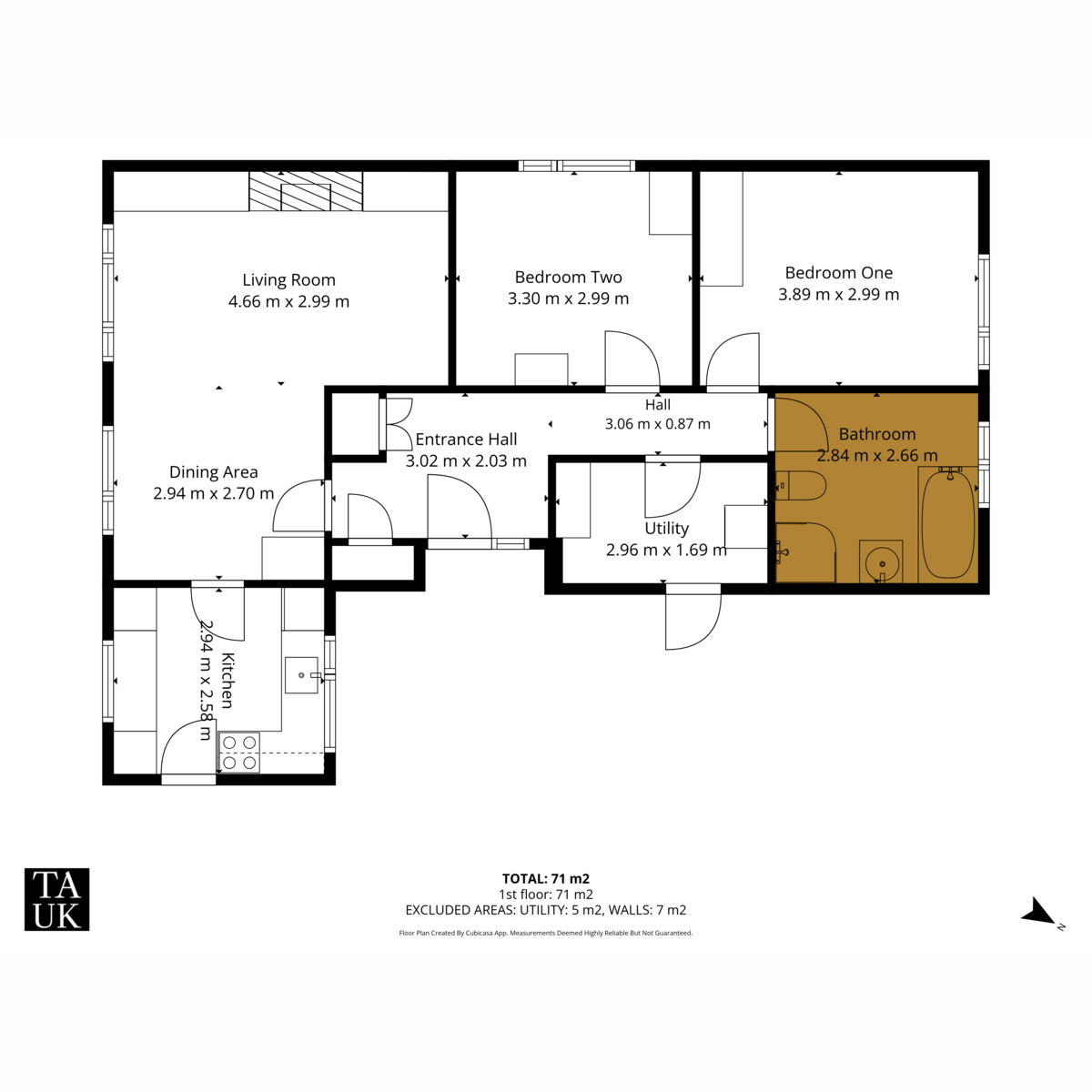 Floorplan, 2 bedroom for sale, The Grove, Peterborough, PE6