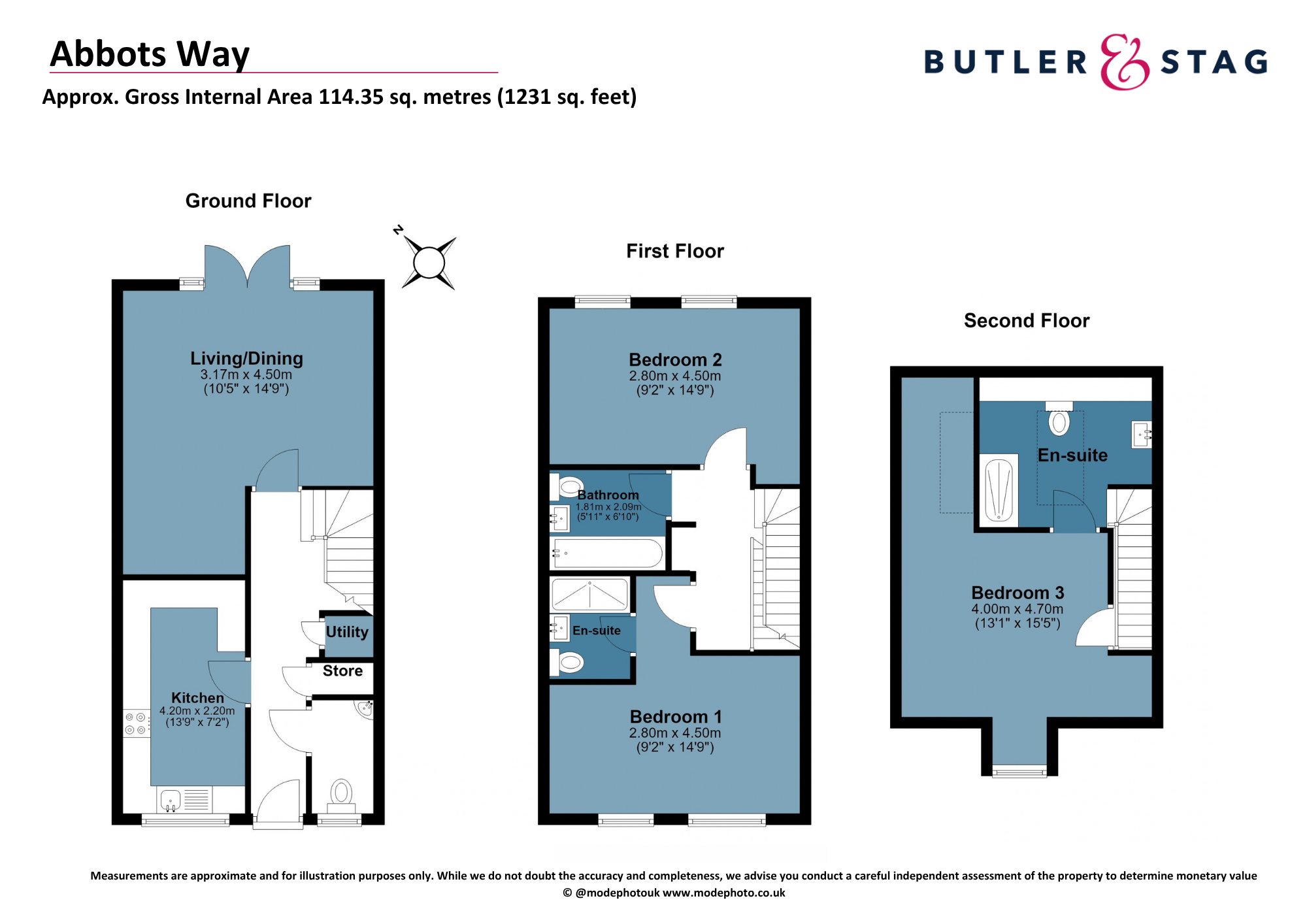 Floor plan, 3 bedroom semi detached house for sale, Abbotts Way Oak Hill Road, Romford, RM4