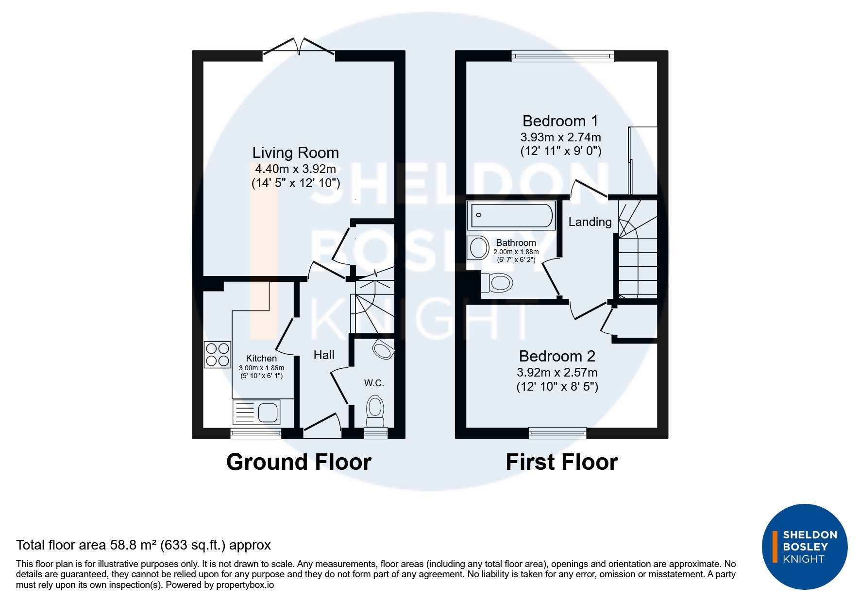 Floorplan, 2 bedroom terraced house for sale, Chatham Road, Stratford-Upon-Avon, CV37