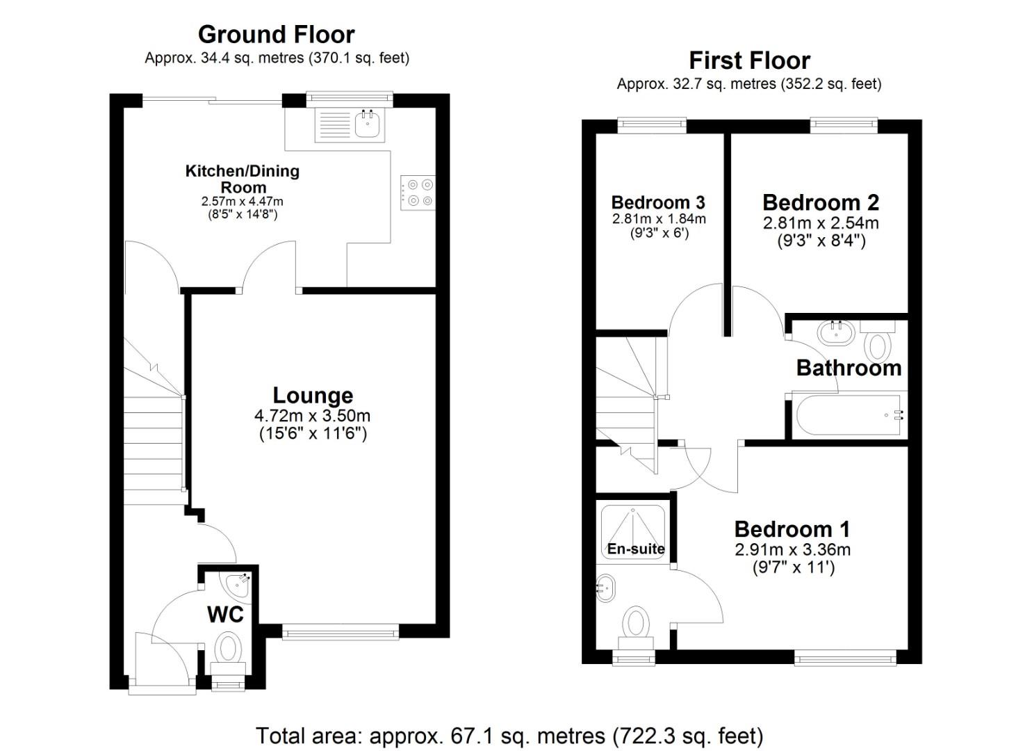 Floor plan, 3 bedroom semi detached house for sale, Fow Oak, Coventry, CV4