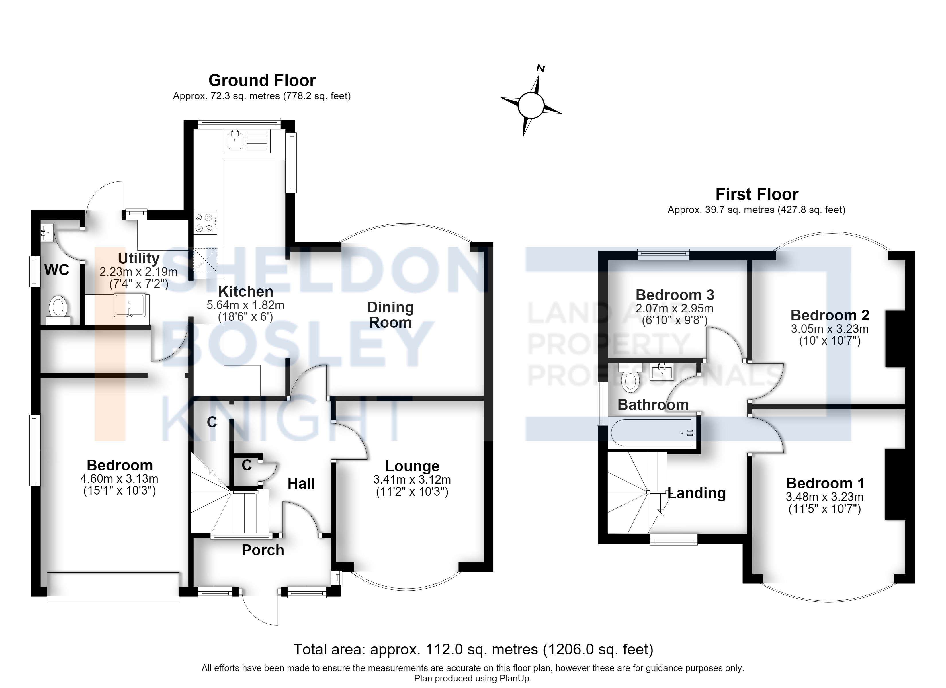 Floorplan, 3 bedroom semi detached house for sale, Elm Road, Evesham, WR11